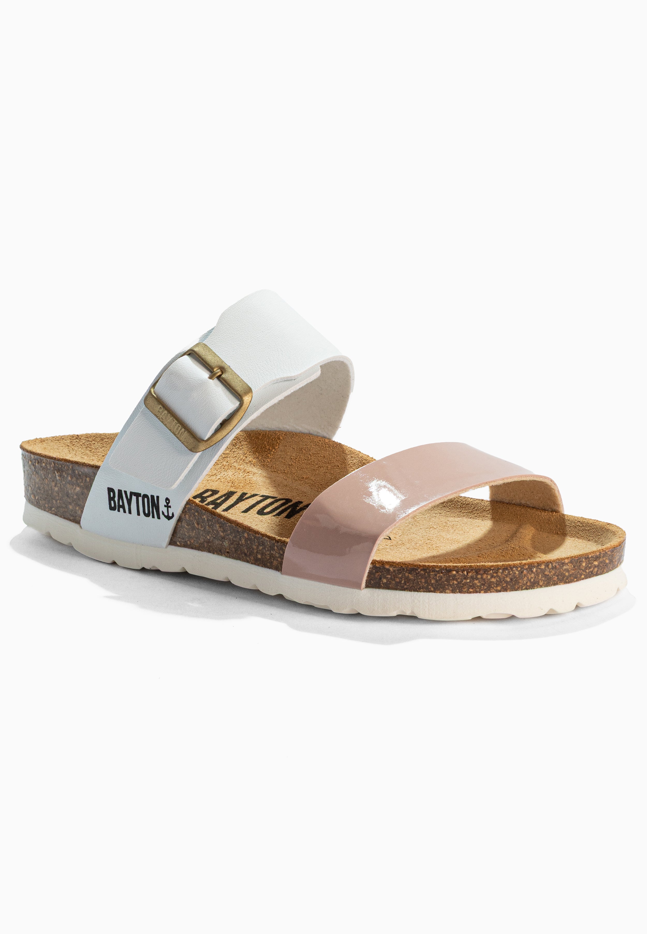 Valencia White and Nude 2 Strap Sandals