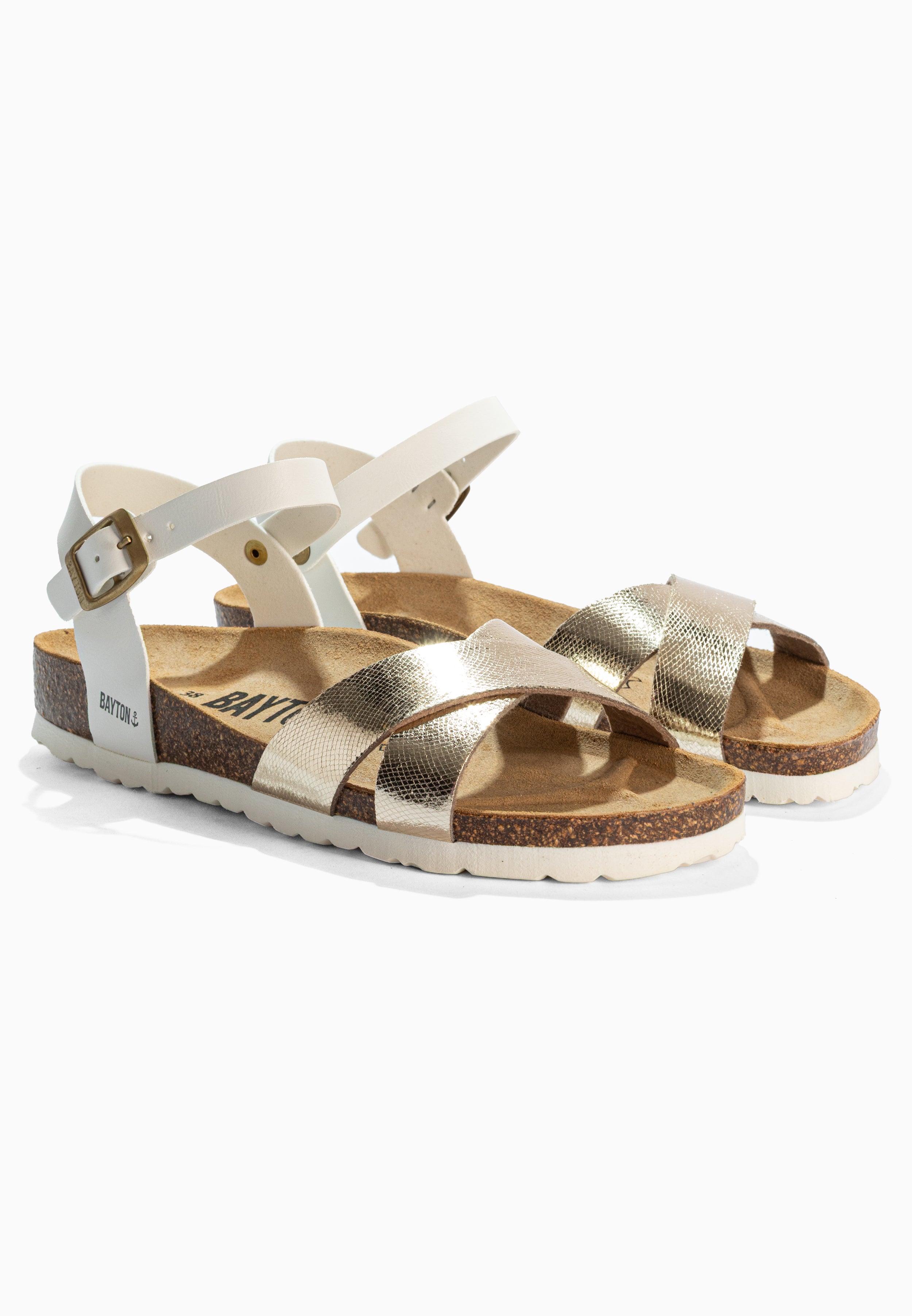 Sandalias Vallado Multinovias Blancas Y Doradas