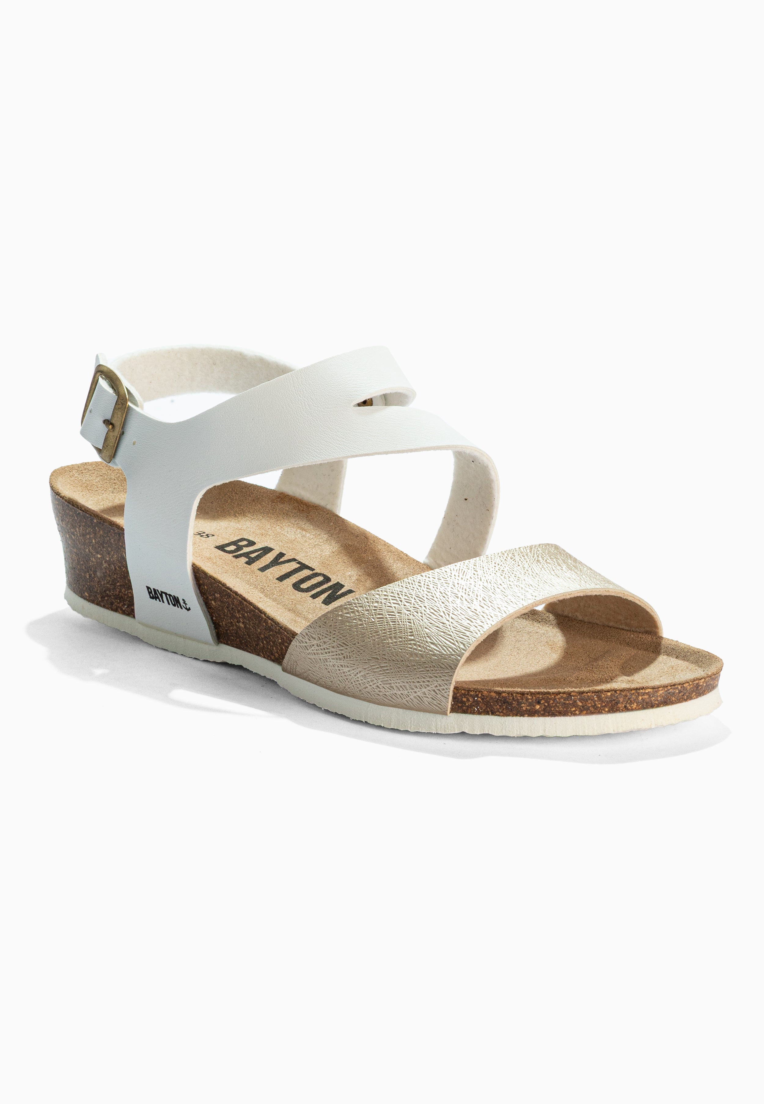Sandalias Reus Cuña y Semicuña Blancas y Doradas