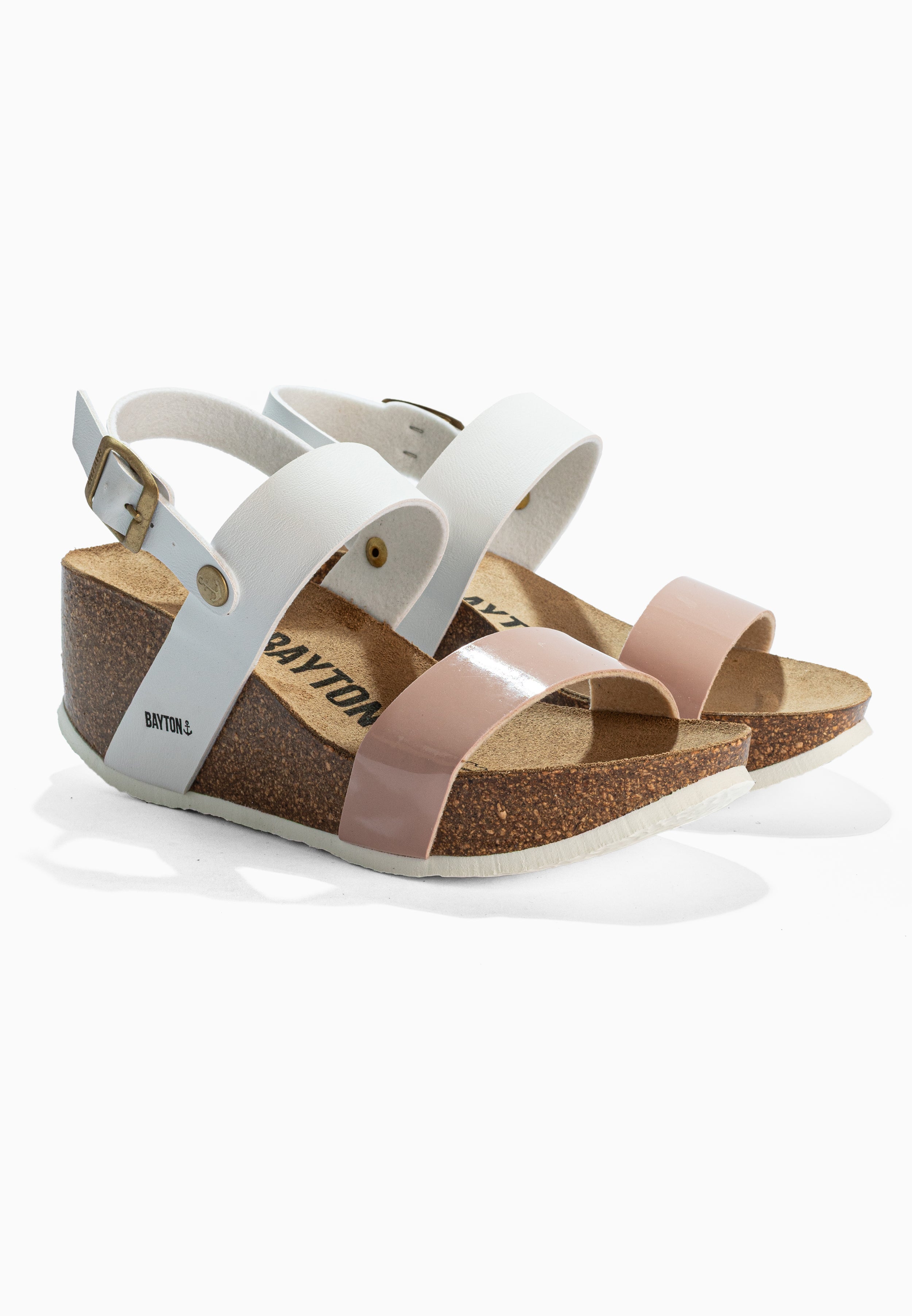 Sandalias Selene Cuña y Semicuña Blancas y Nude