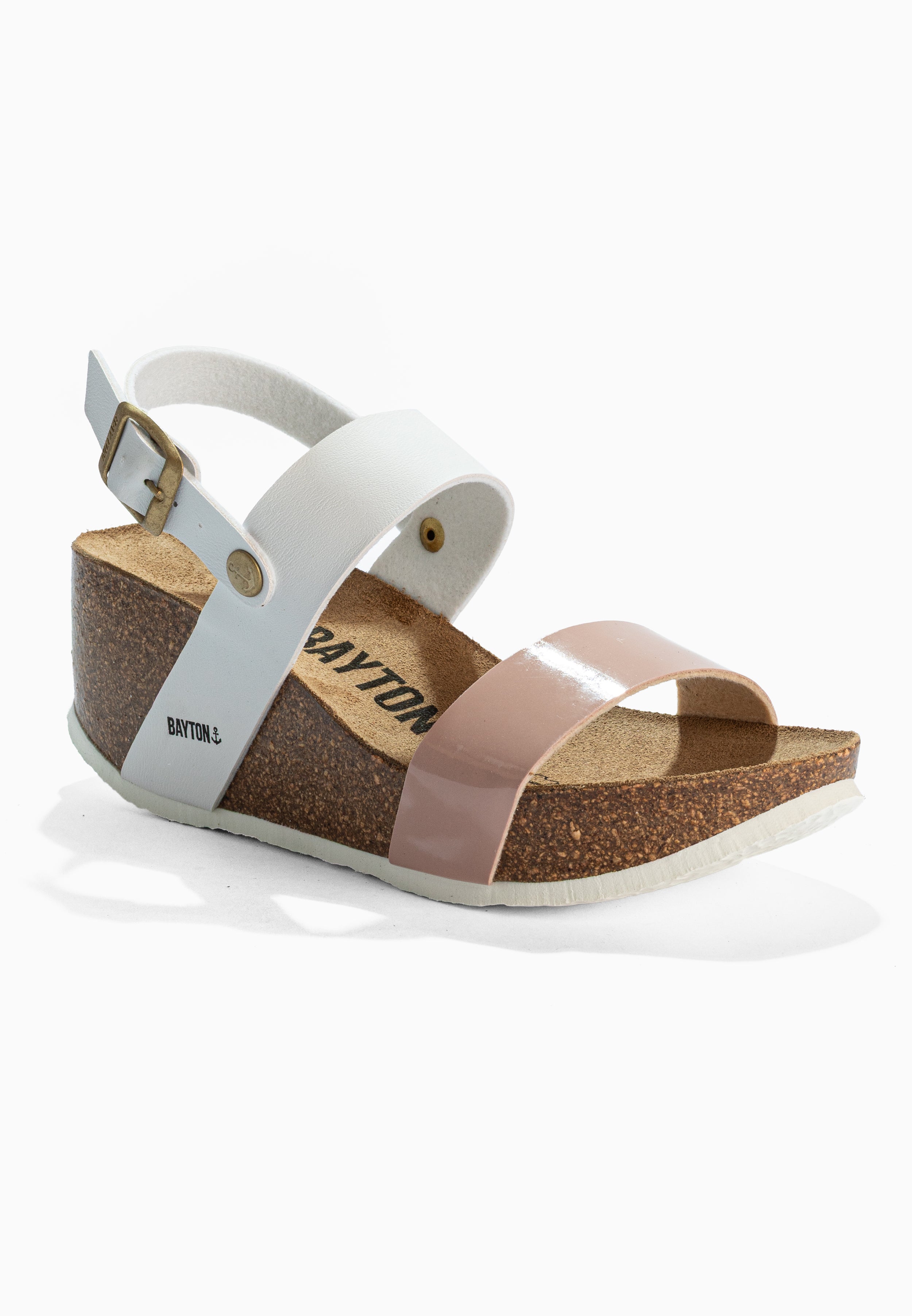 Sandalias Selene Cuña y Semicuña Blancas y Nude