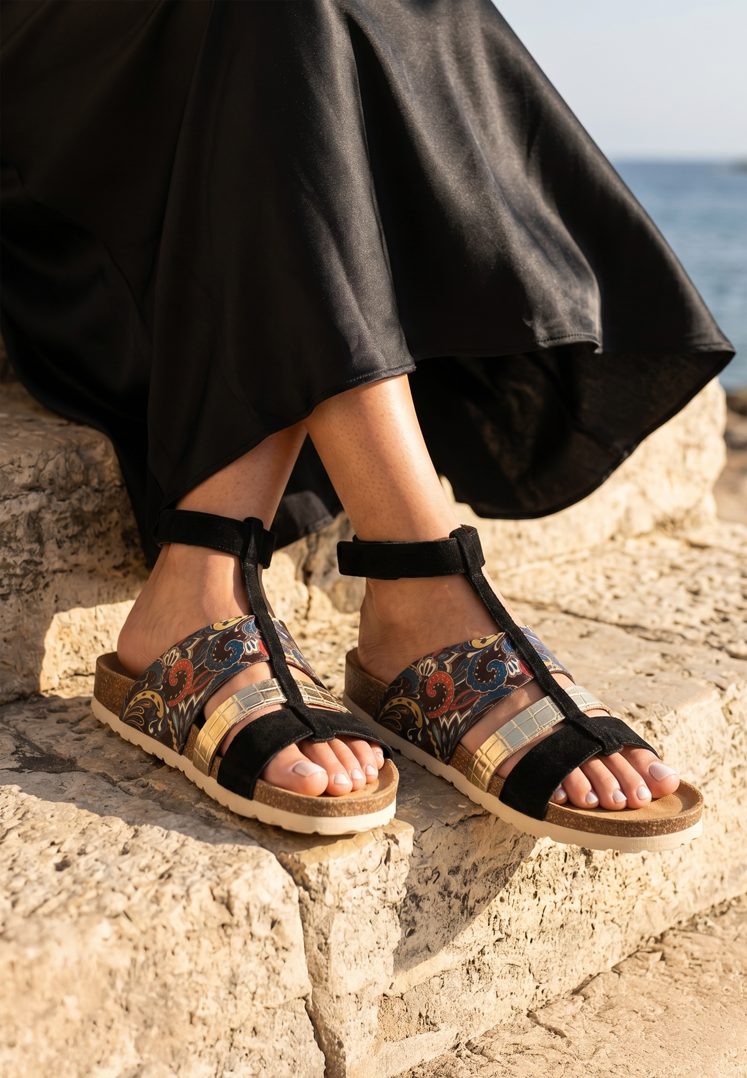 Sandalias Morello Multitiras Negro