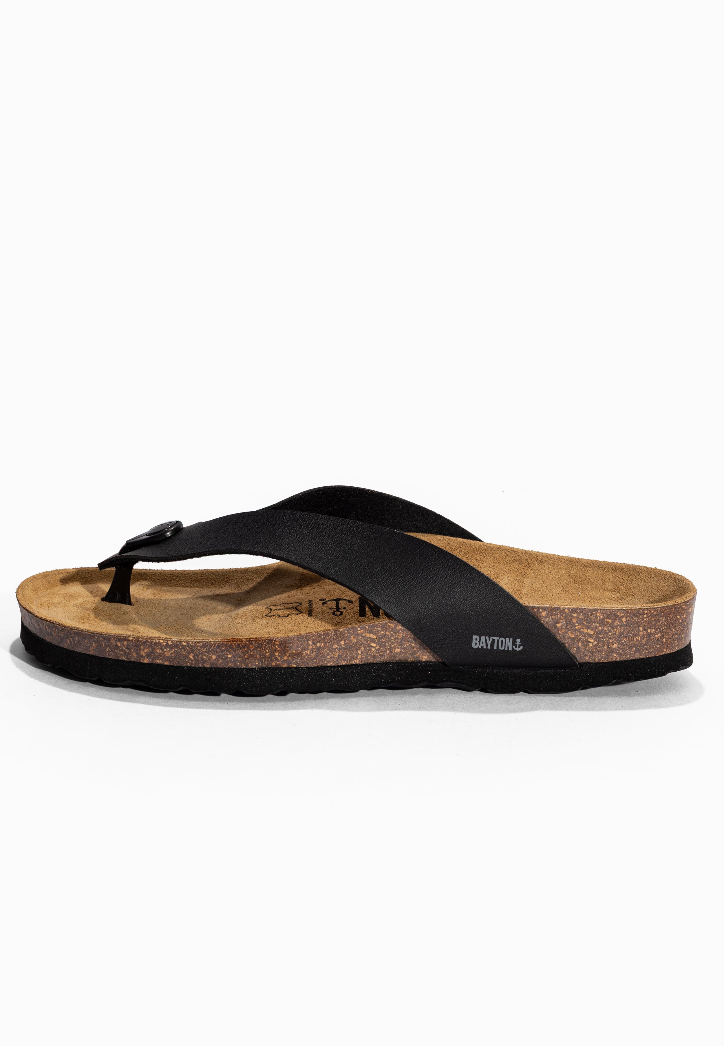 Lucca 2 Straps Black Toe-Thong Sandals