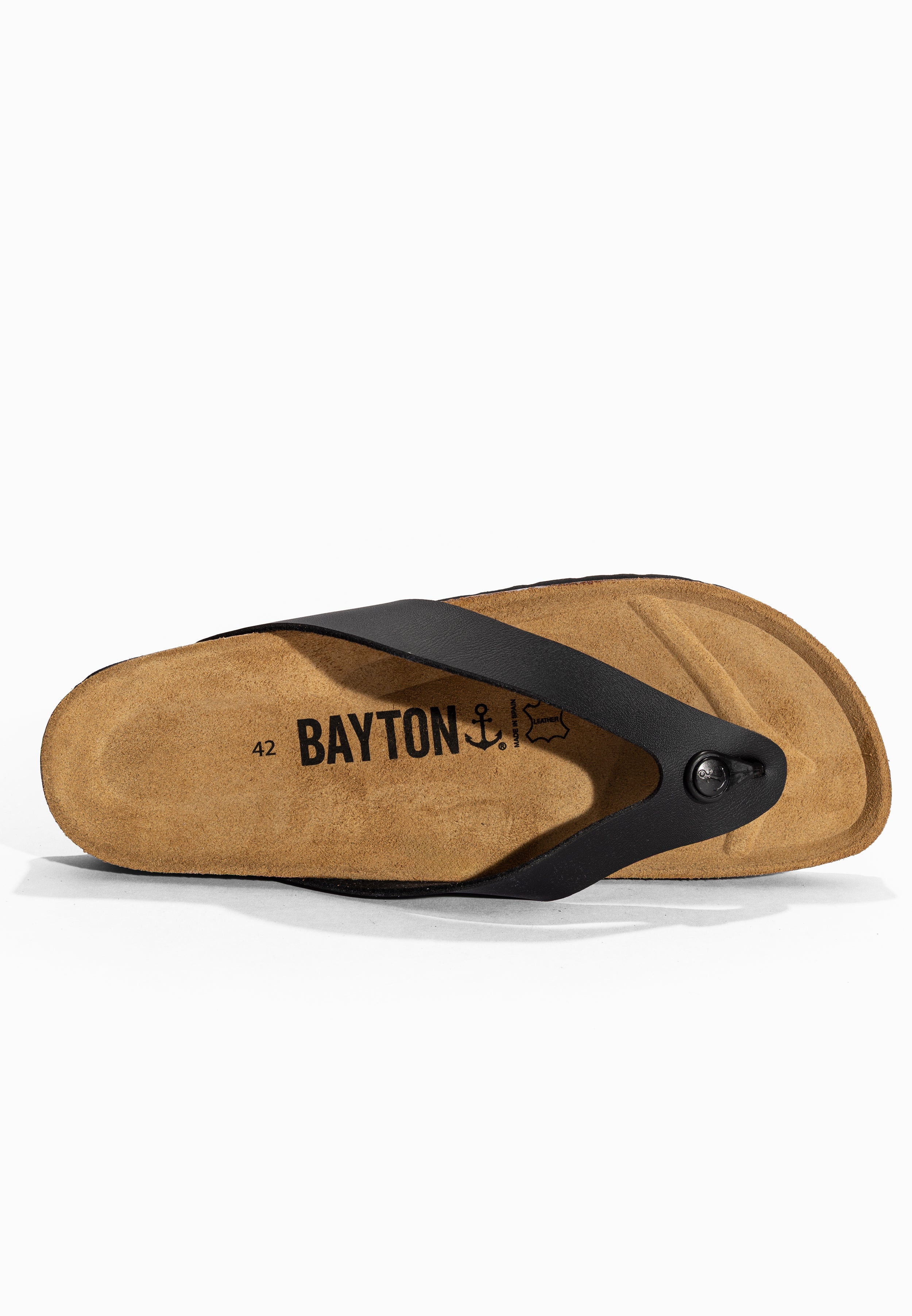 Lucca 2 Straps Black Toe-Thong Sandals