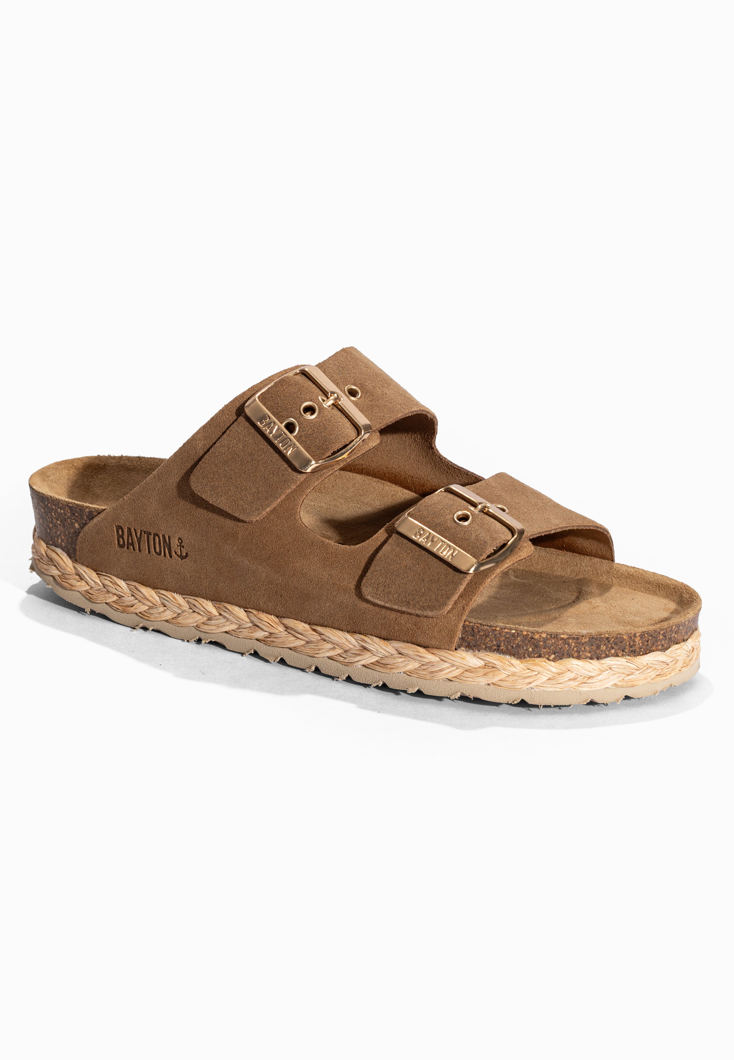Sandales 2 Brides Atlas Camel en Cuir Suédé