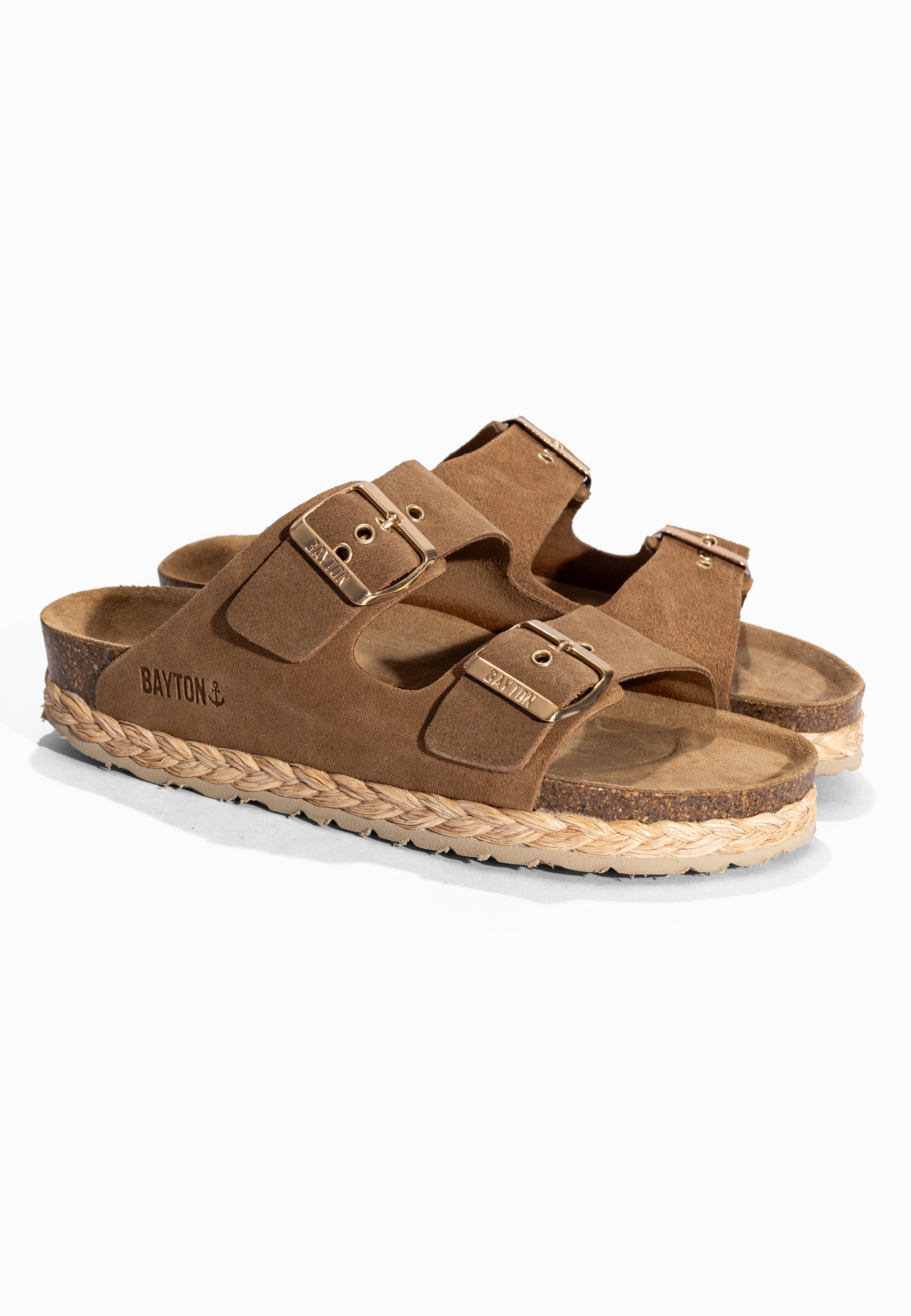 Sandales 2 Brides Atlas Camel en Cuir Suédé