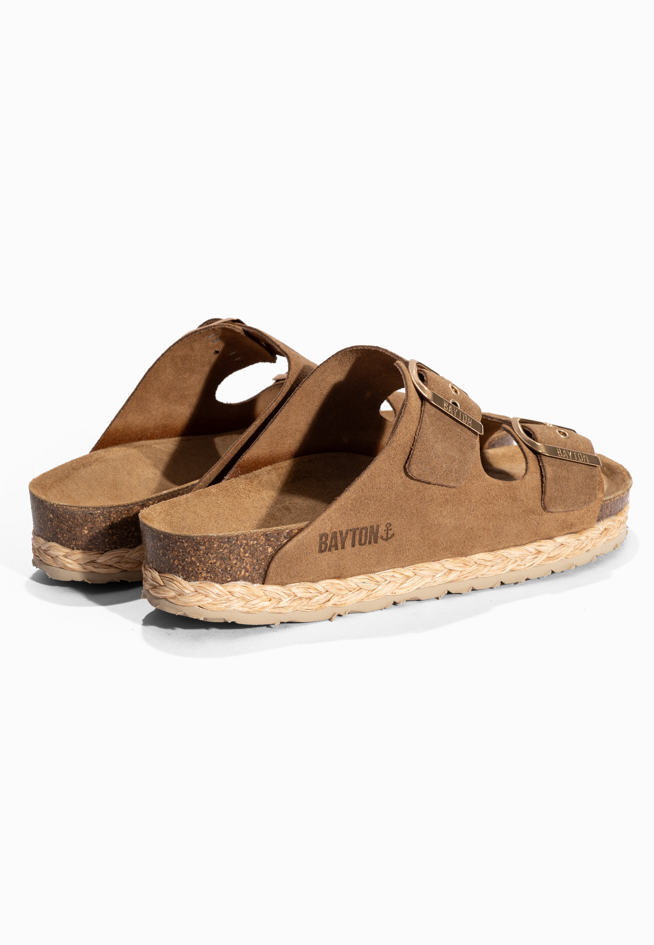 Sandales 2 Brides Atlas Camel en Cuir Suédé
