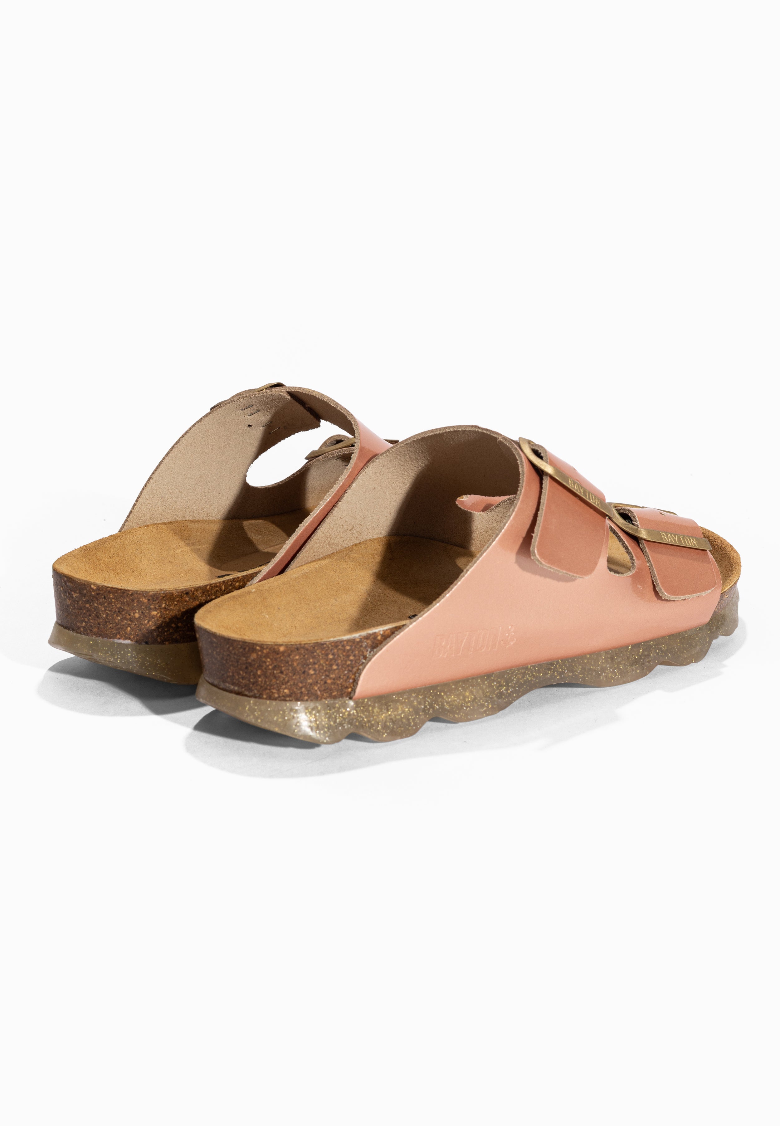 Sandales 2 Brides Atlas Rose Dorées