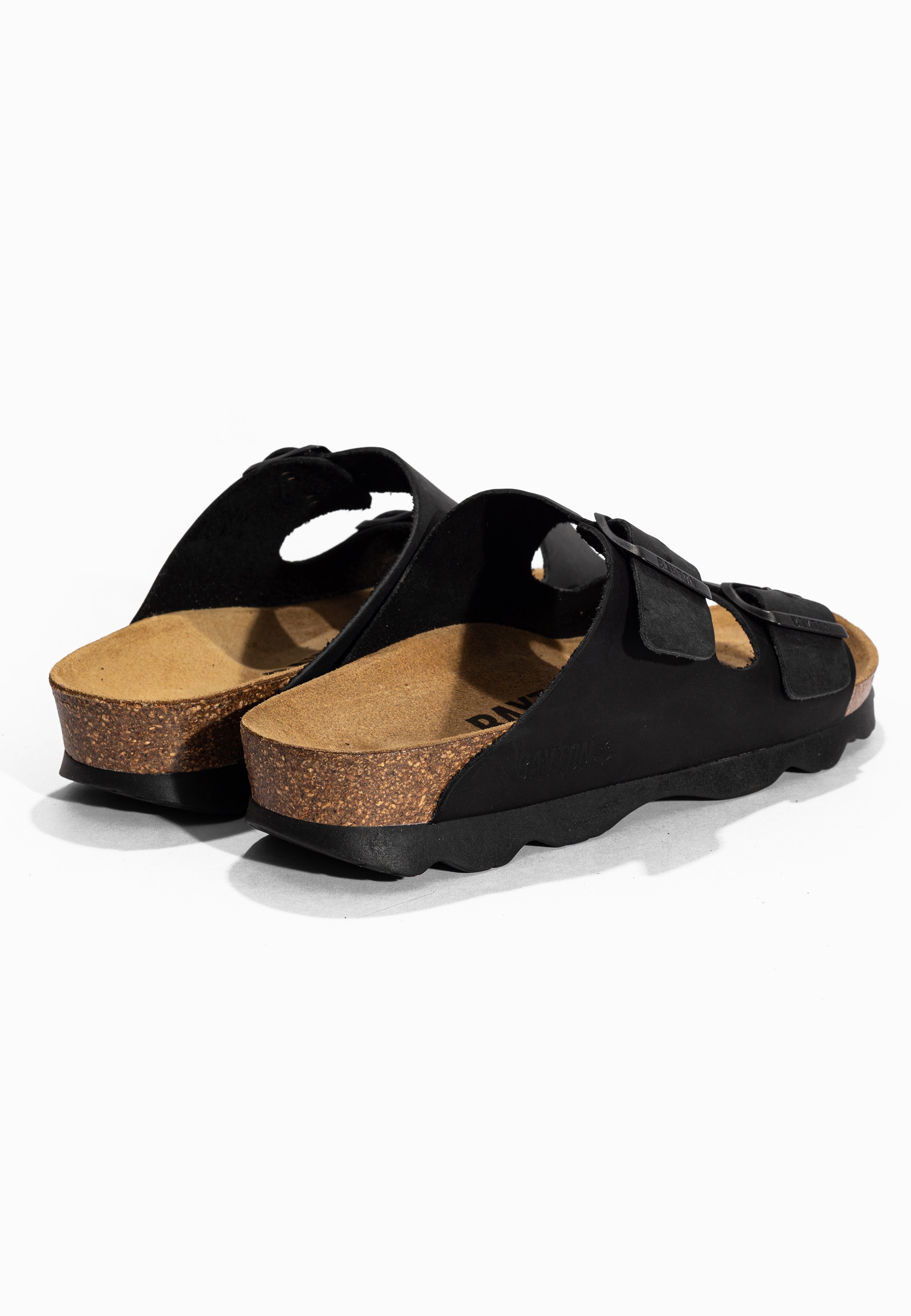 Sandales 2 Brides Atlas Noir en cuir huilée