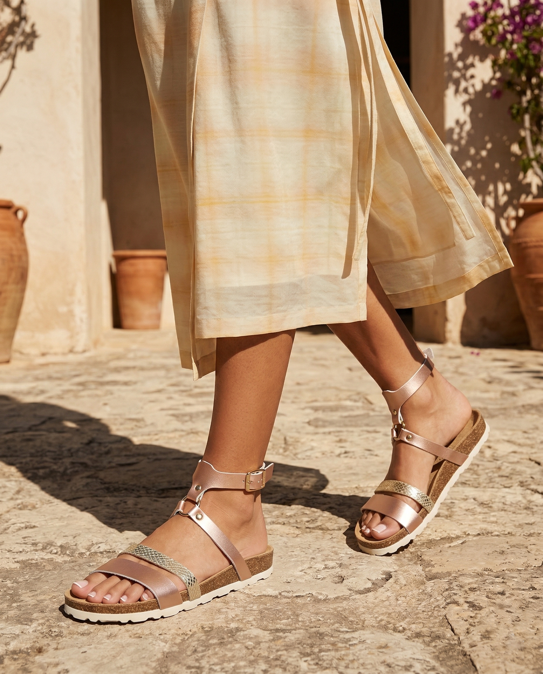 Sandalias Ciotat Multinovias Oro Rosa