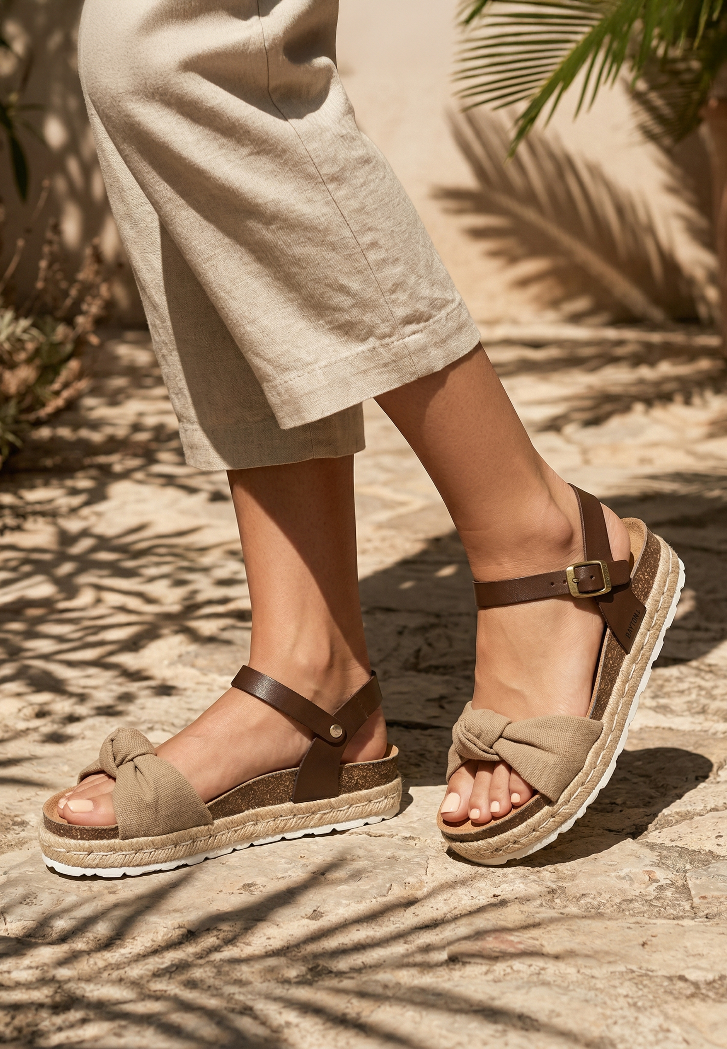 Sandales Anna Marron et Beige à Plateforme