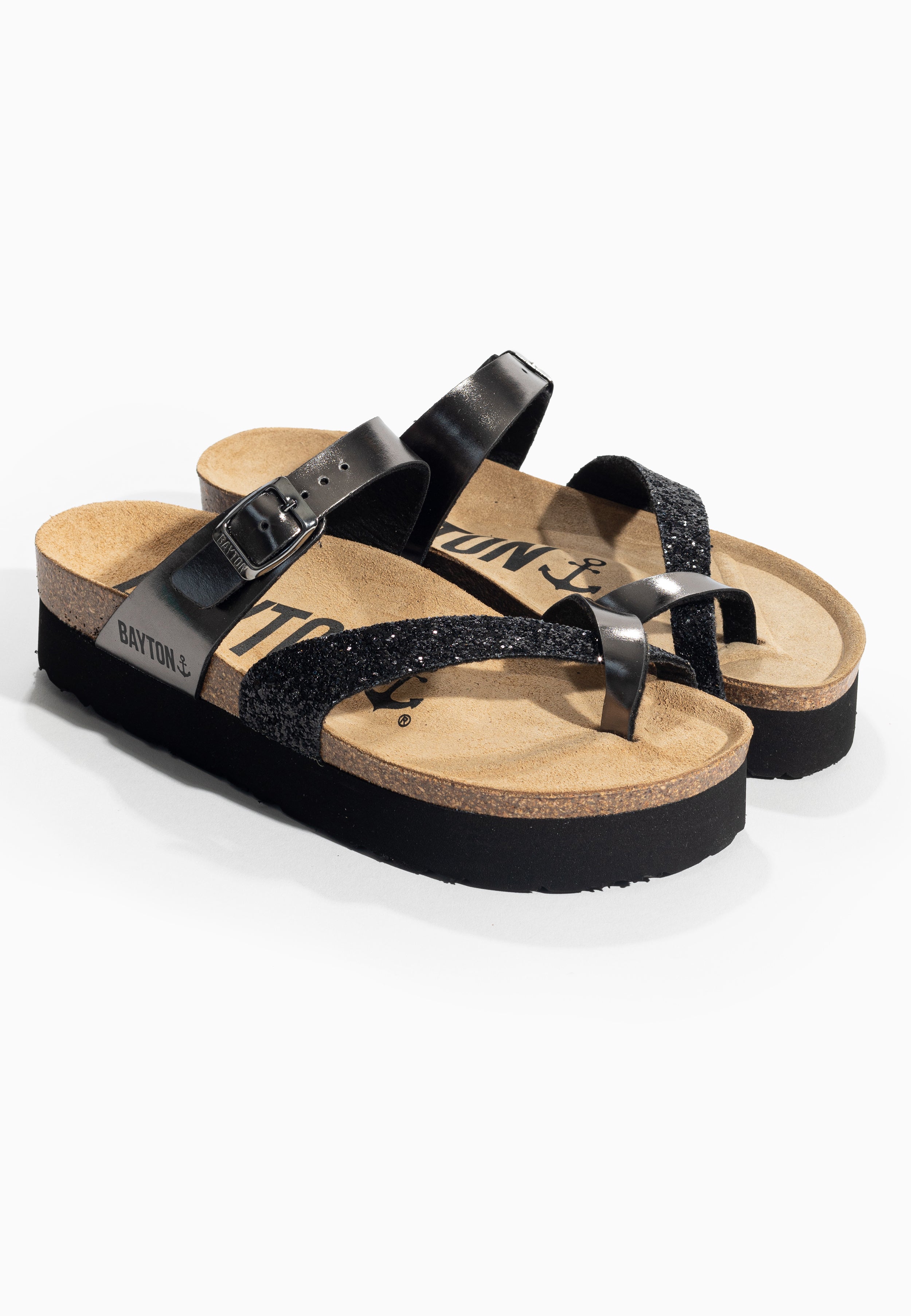 Sandalias Andromac Plata oscuro y purpurina