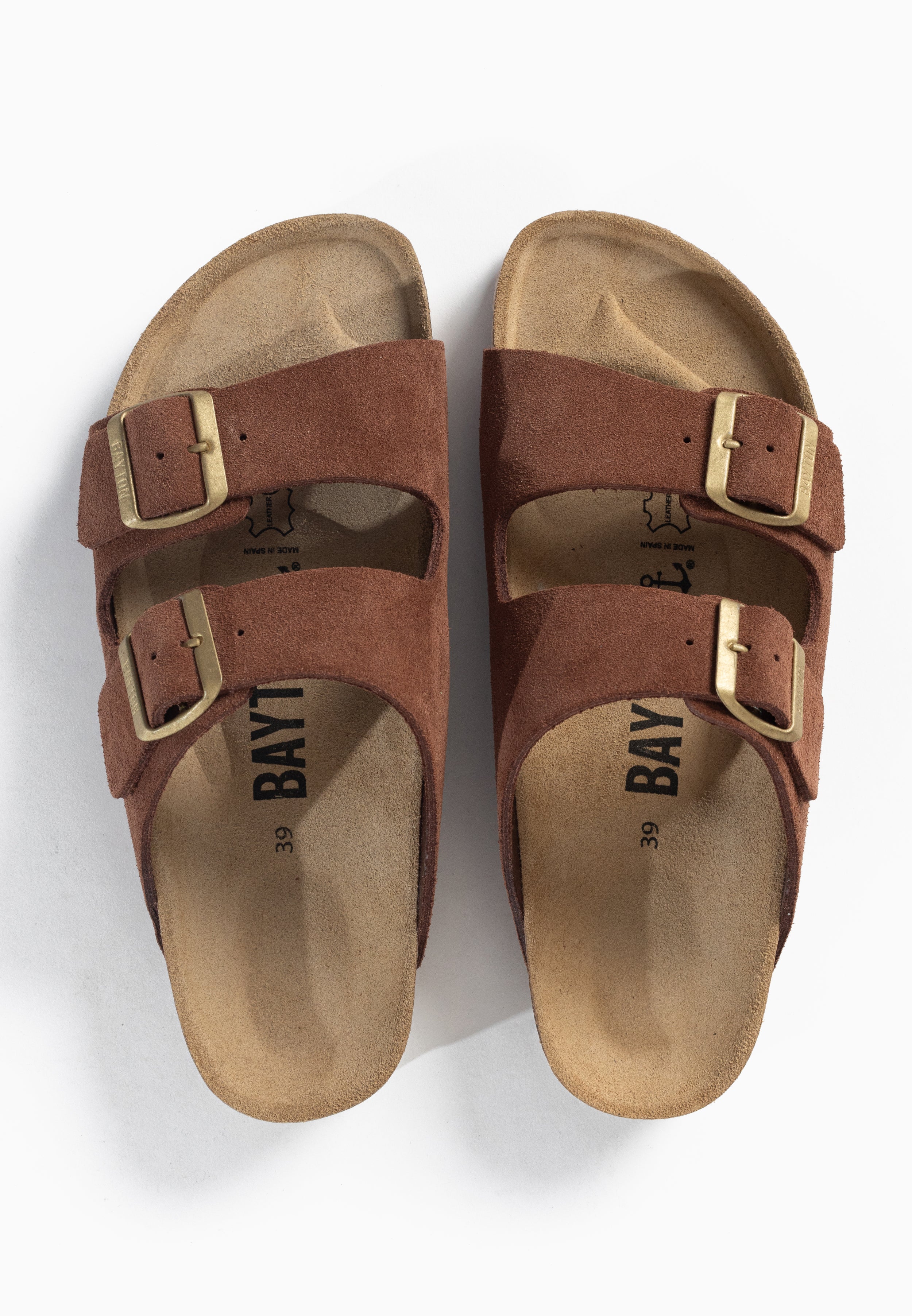 Brown Atlas 2 Strap Sandals in Suede Leather