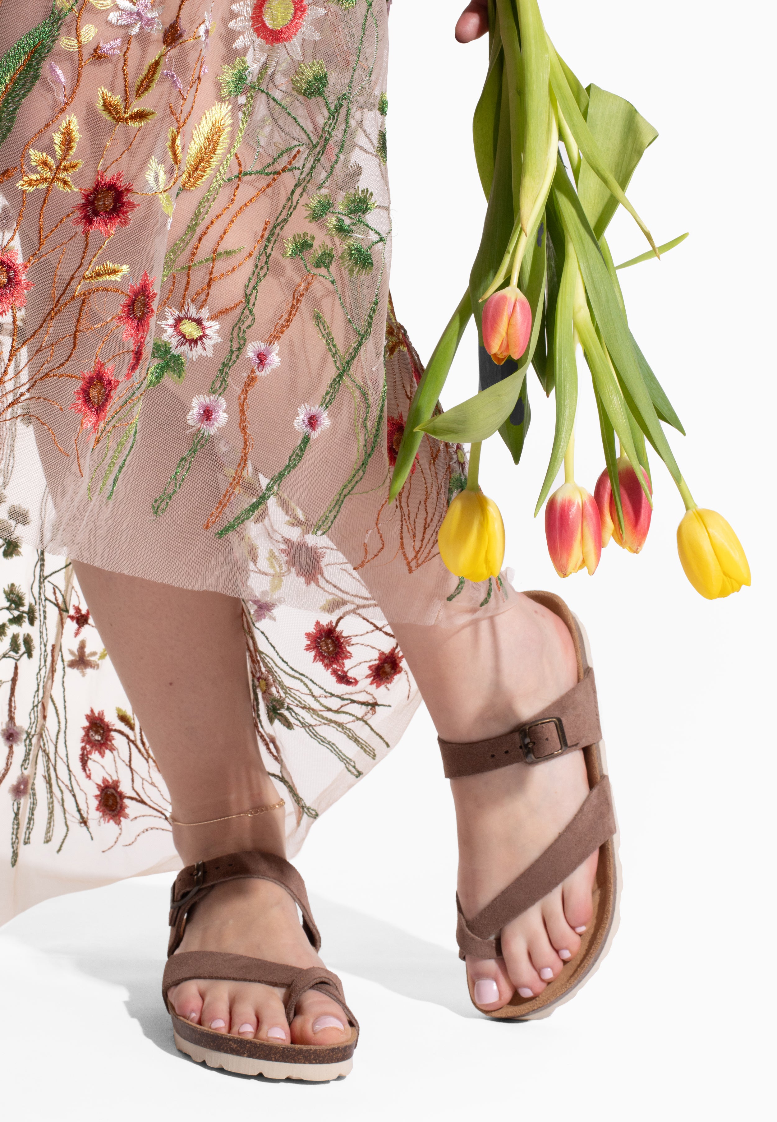 Sandales Diane Beige en Cuir Suédé