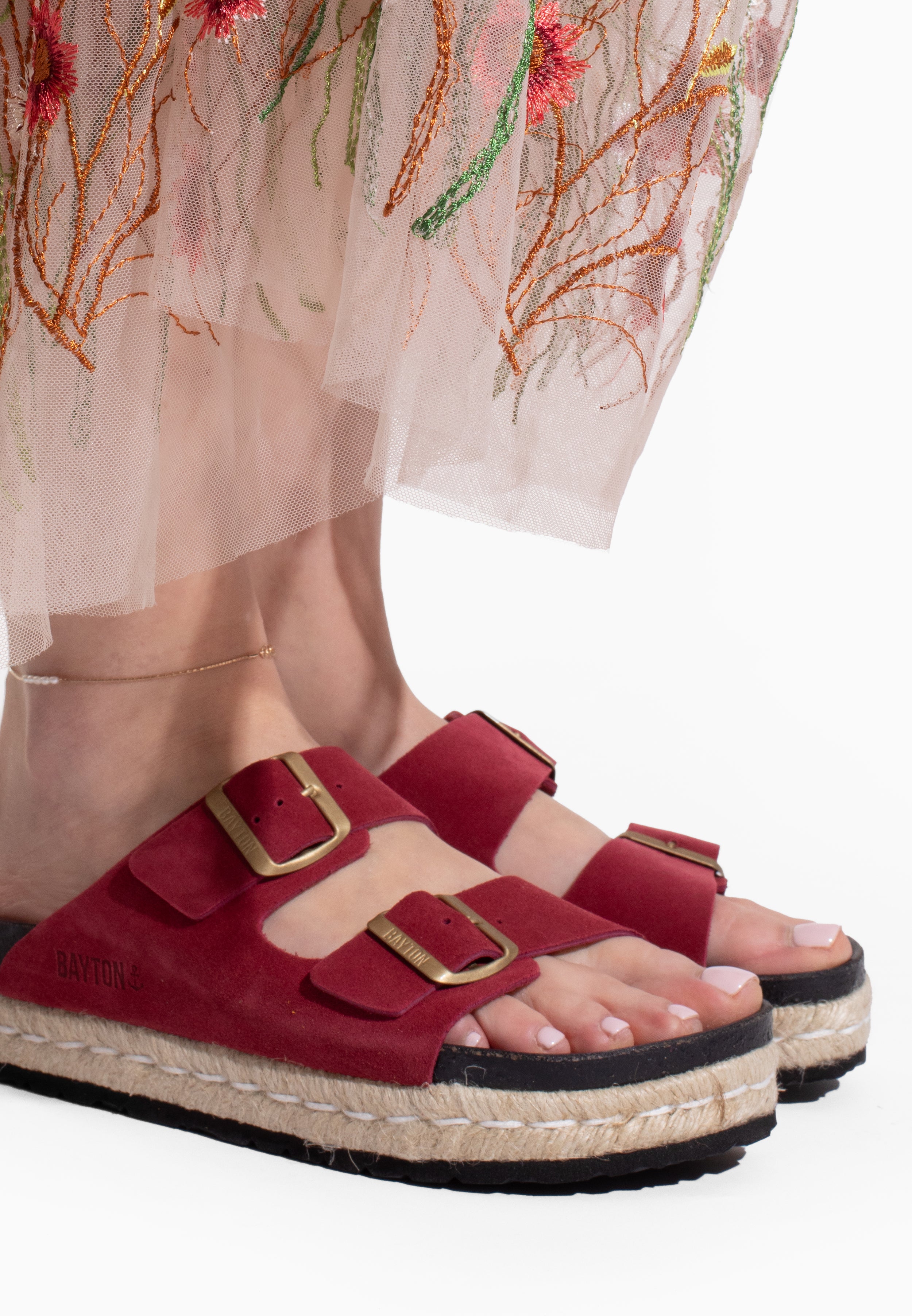 Sandales Alcee Bordeaux en Cuir Suédé