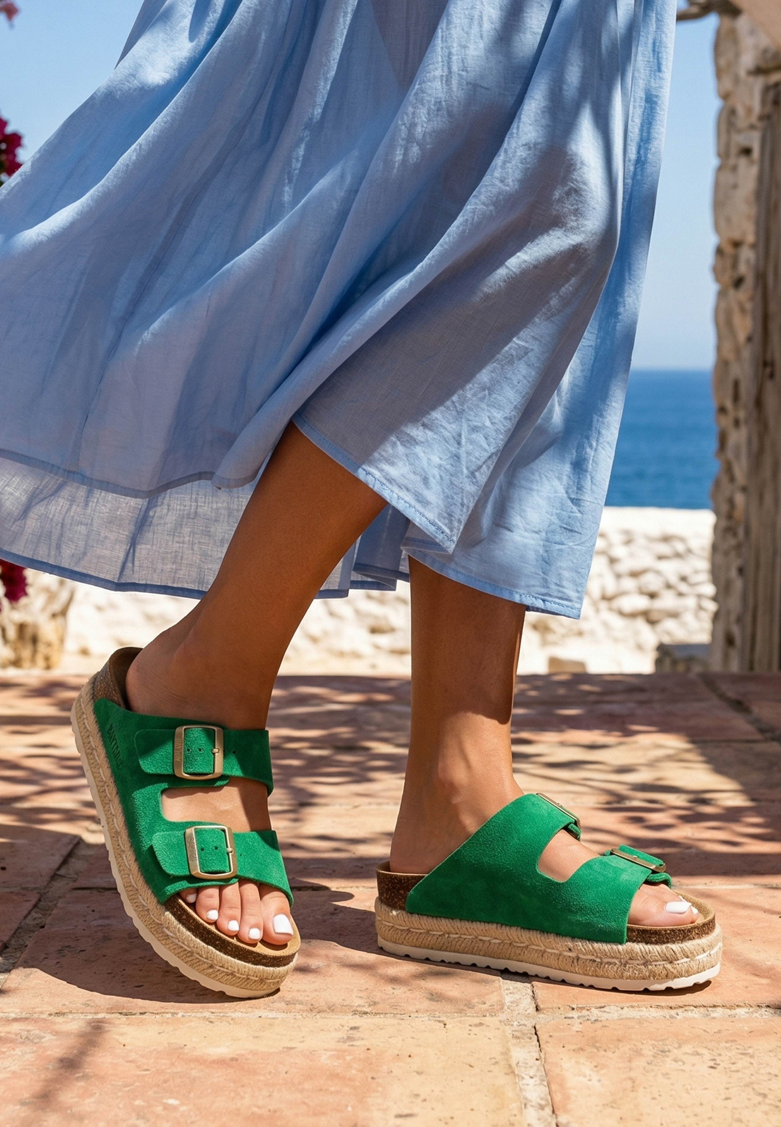 Sandales Alcee Vert en Cuir Suédé