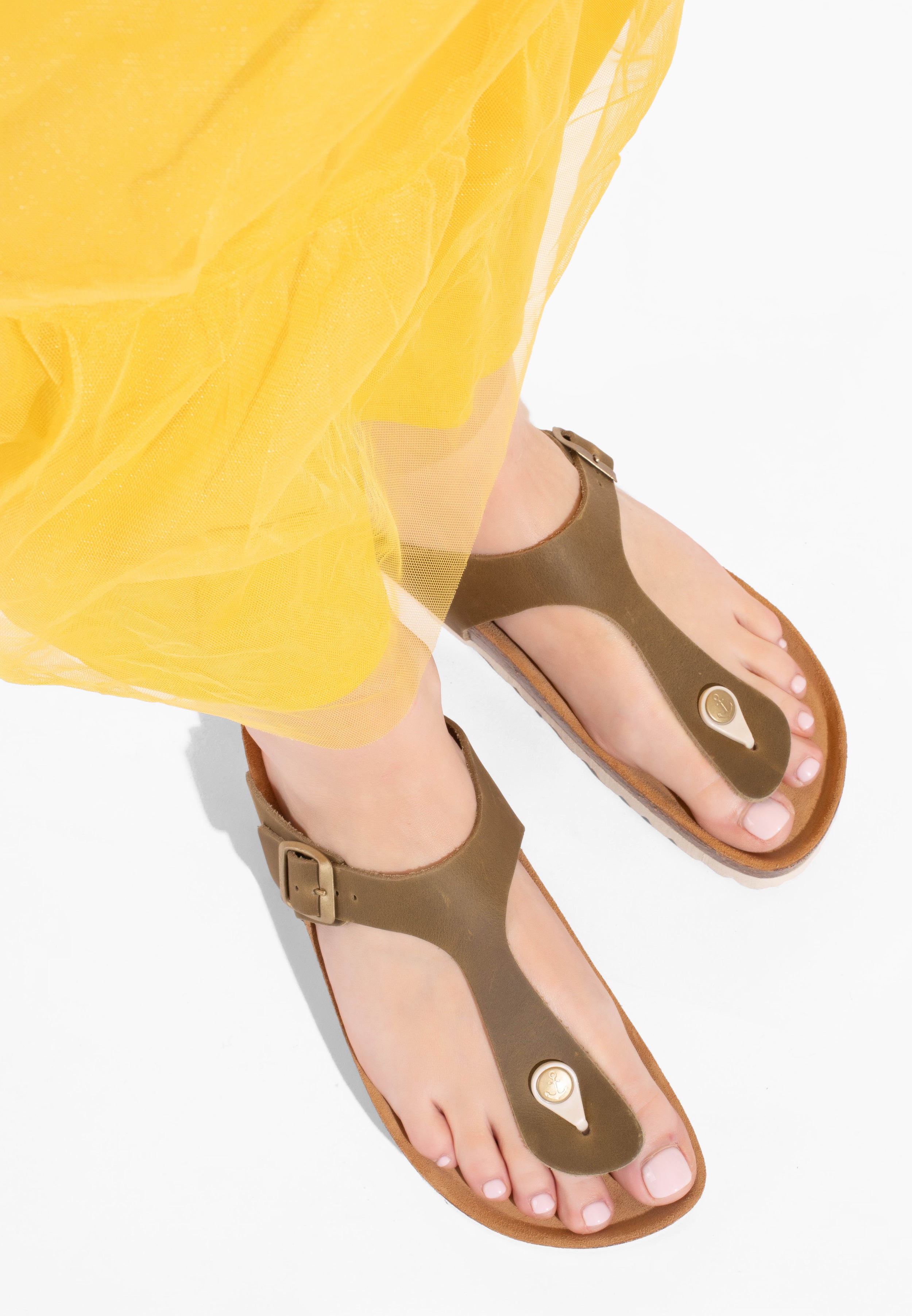 Mercure Khaki Leather Sandals