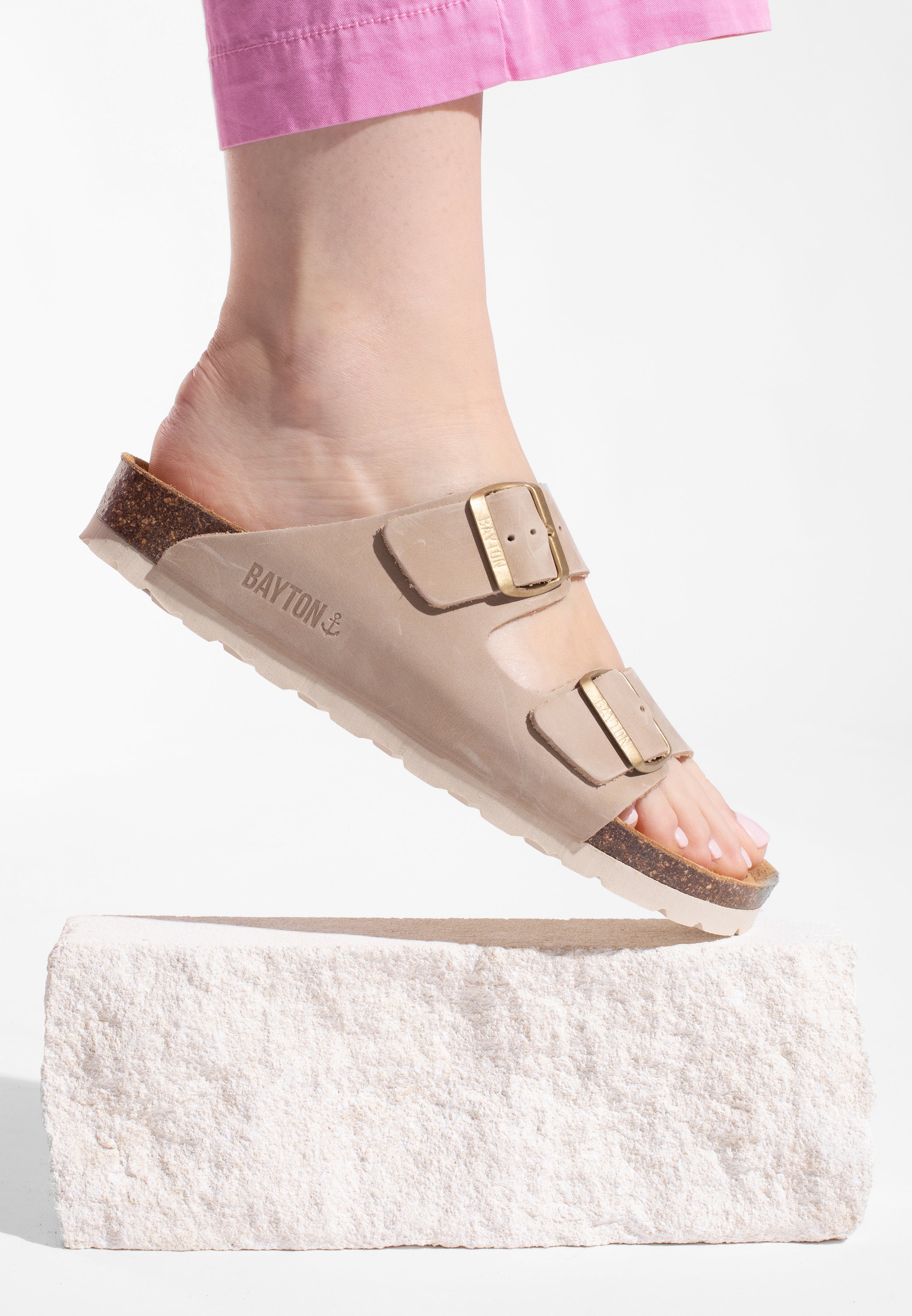 Atlas Beige Leather Sandals
