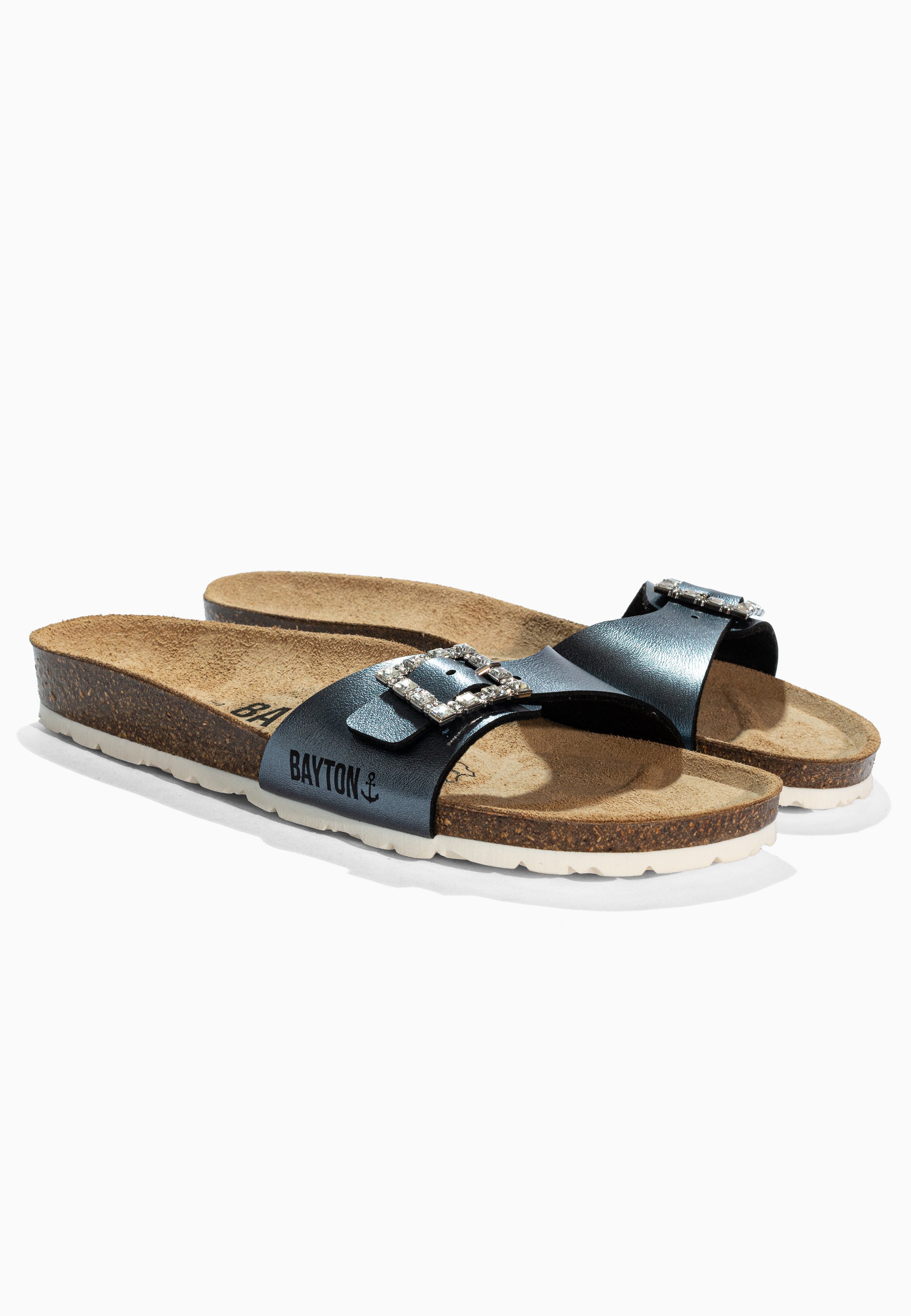 Zephyr Pewter Rhinestone Sandals