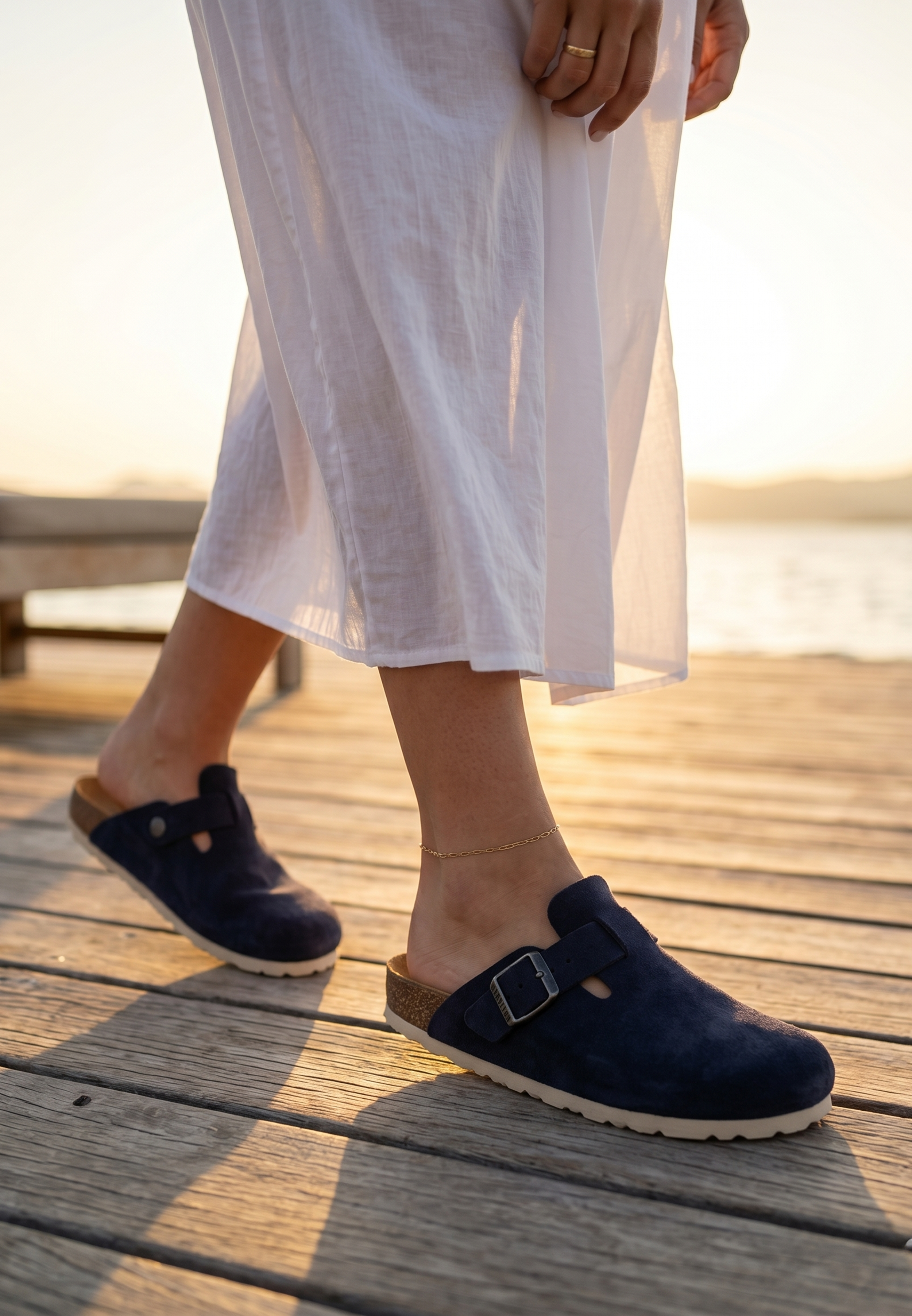 Sabots Milky Bleu marine en Cuir Suédé