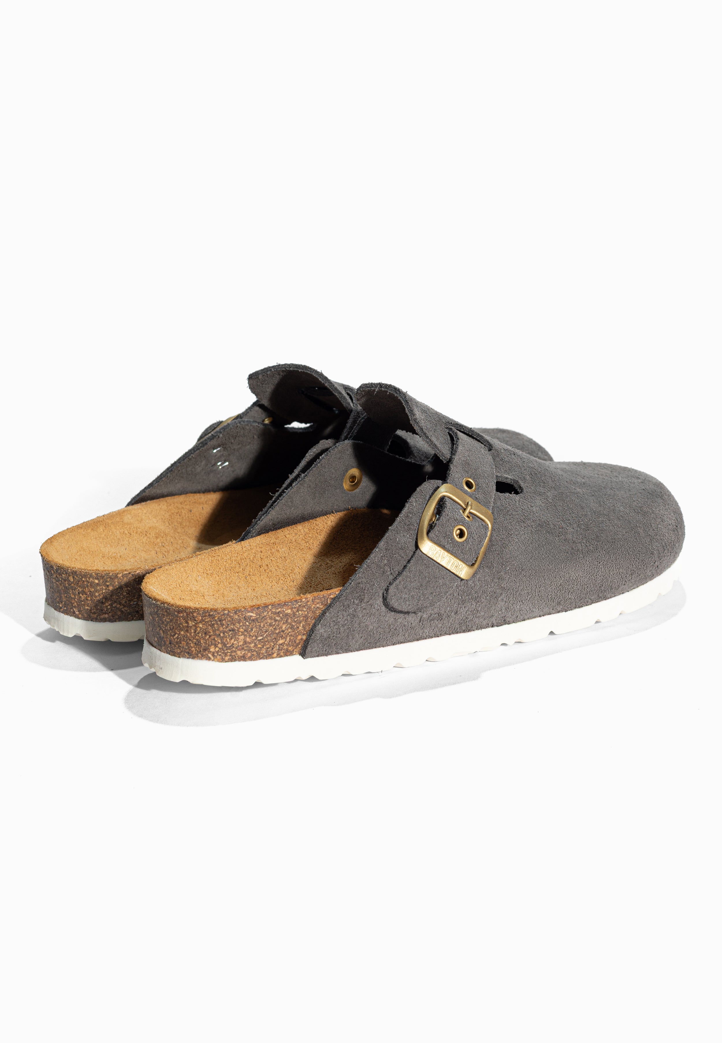 Sabots Milky Gris en Cuir Suédé Bayton pour Femme