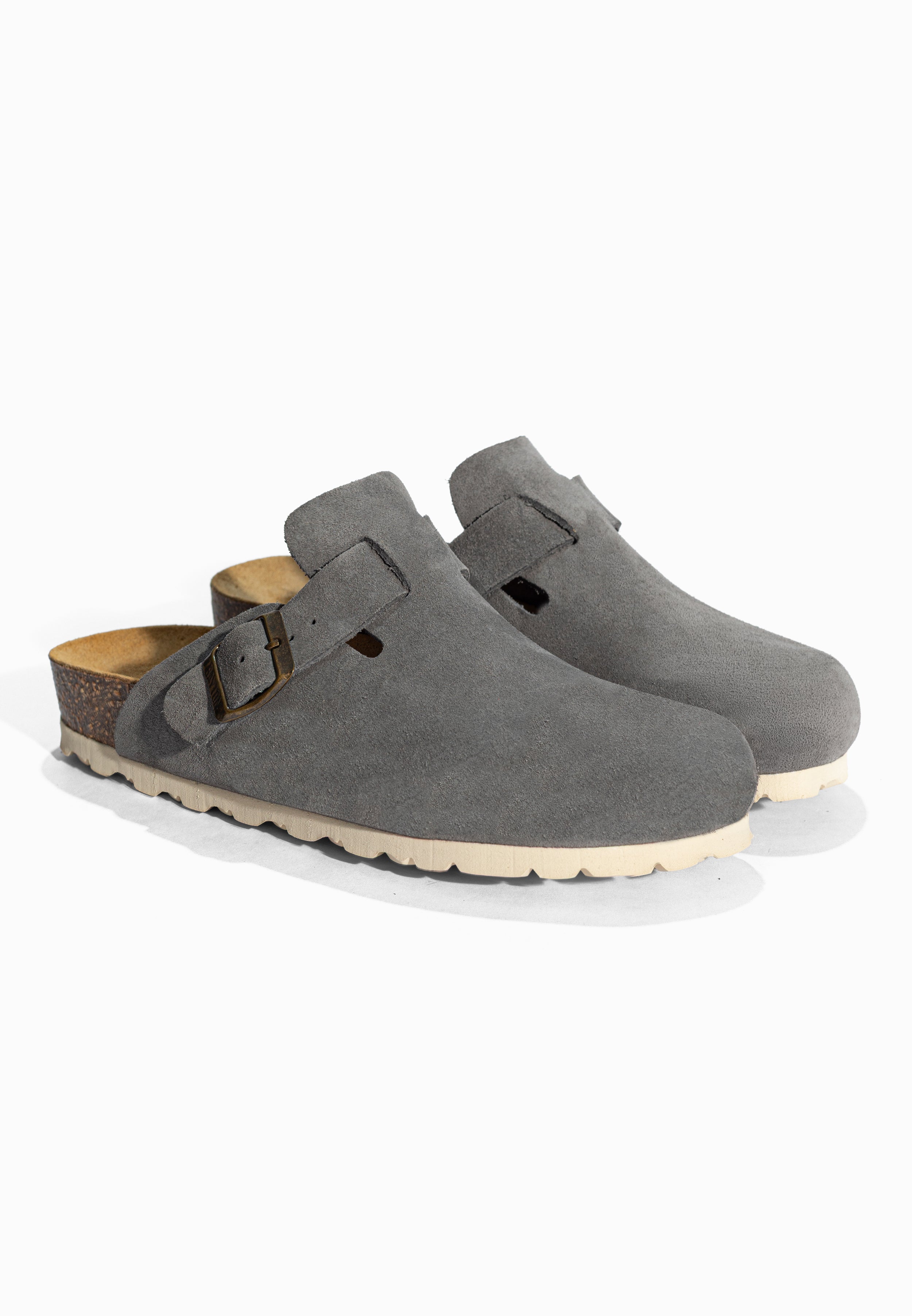 Sabots Milky Gris en Cuir Suédé Bayton pour Homme