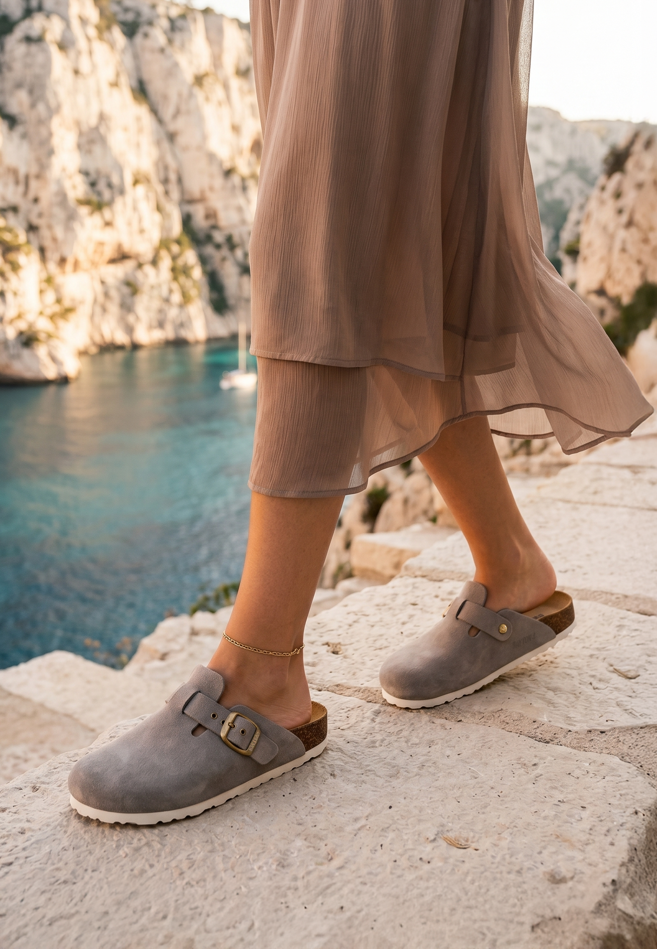 Sabots Milky Gris en Cuir Suédé