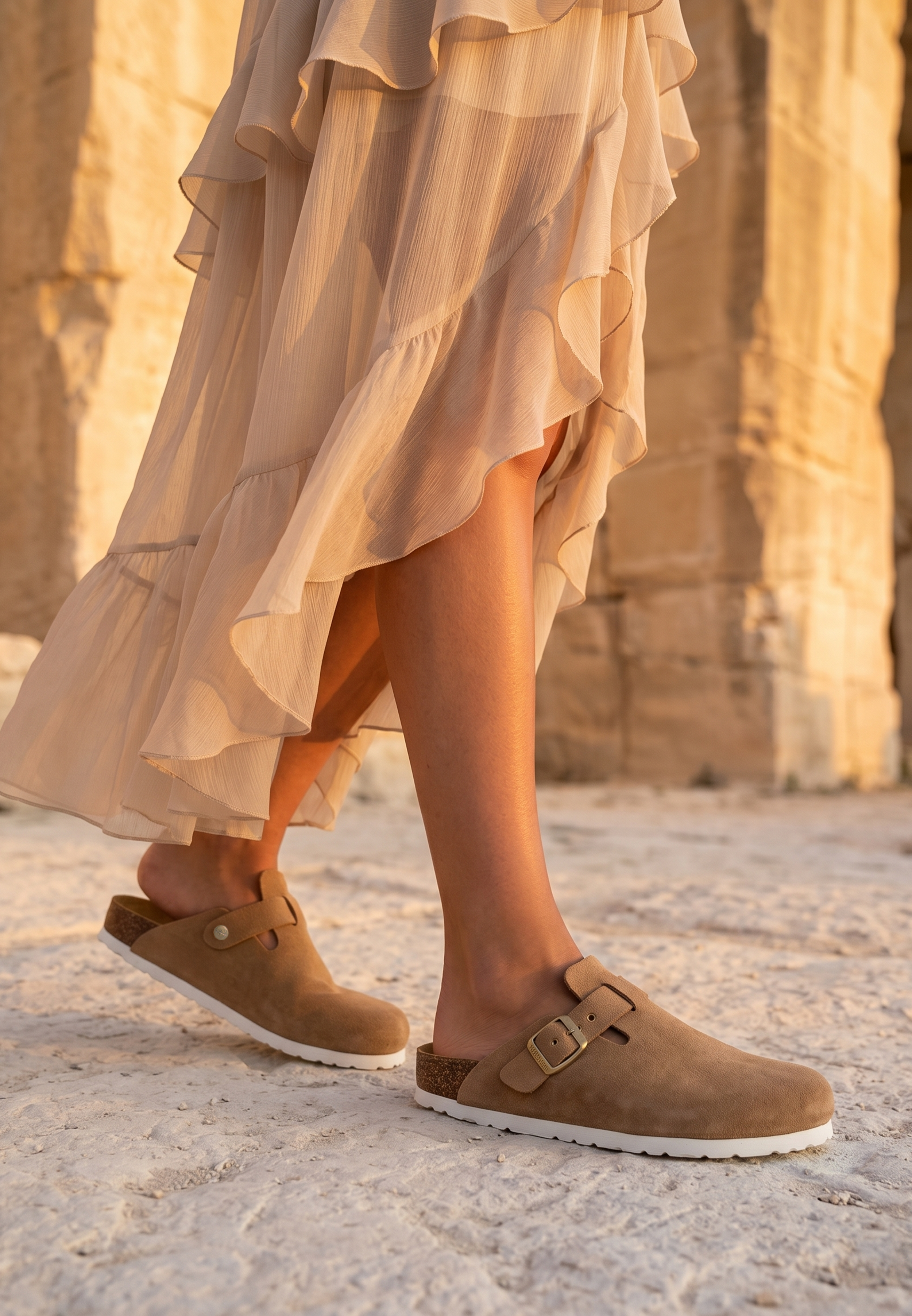 Sabots Milky Beige en Cuir Suédé
