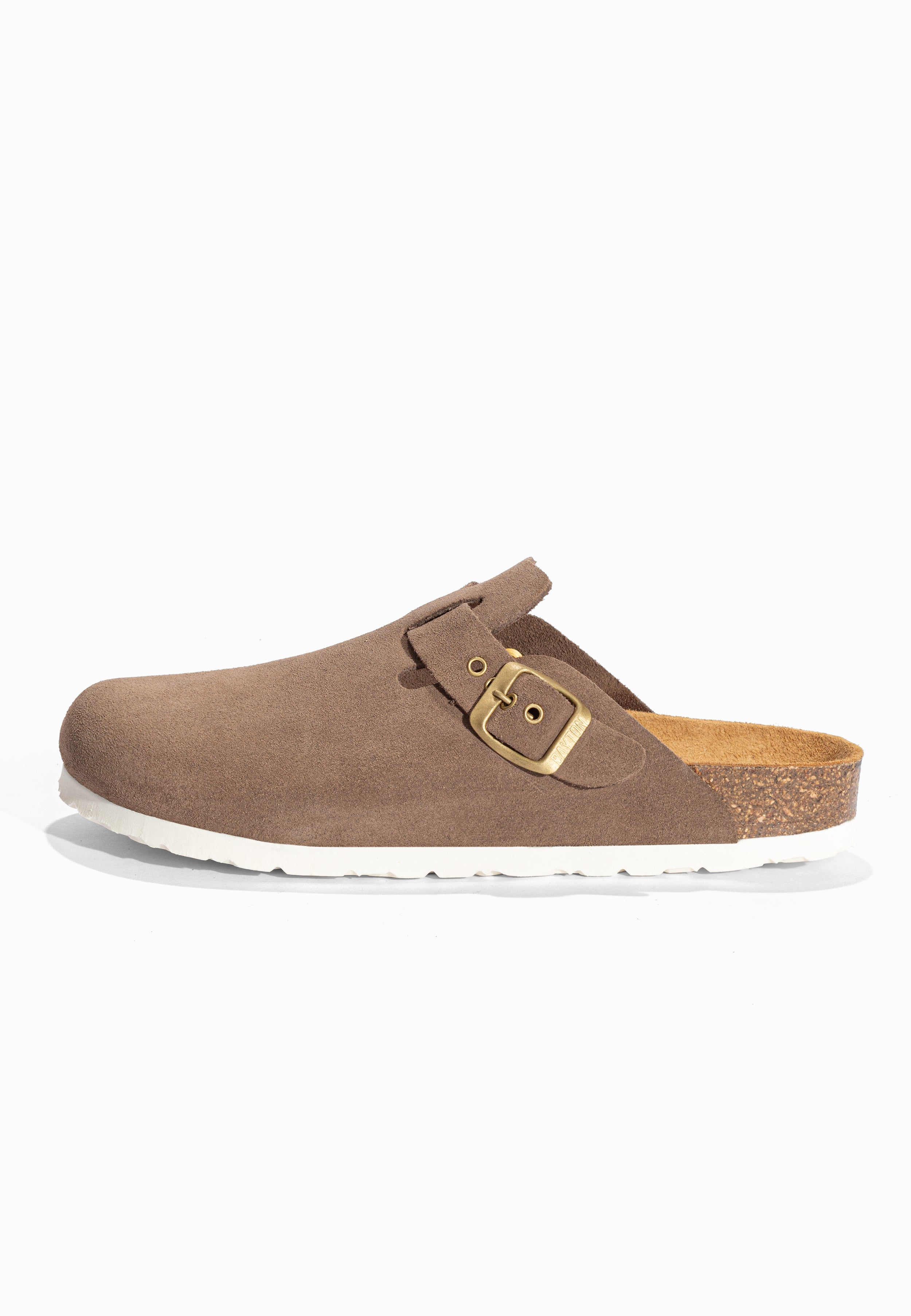 Sabots Milky Taupe en Cuir Suédé Bayton pour Femme