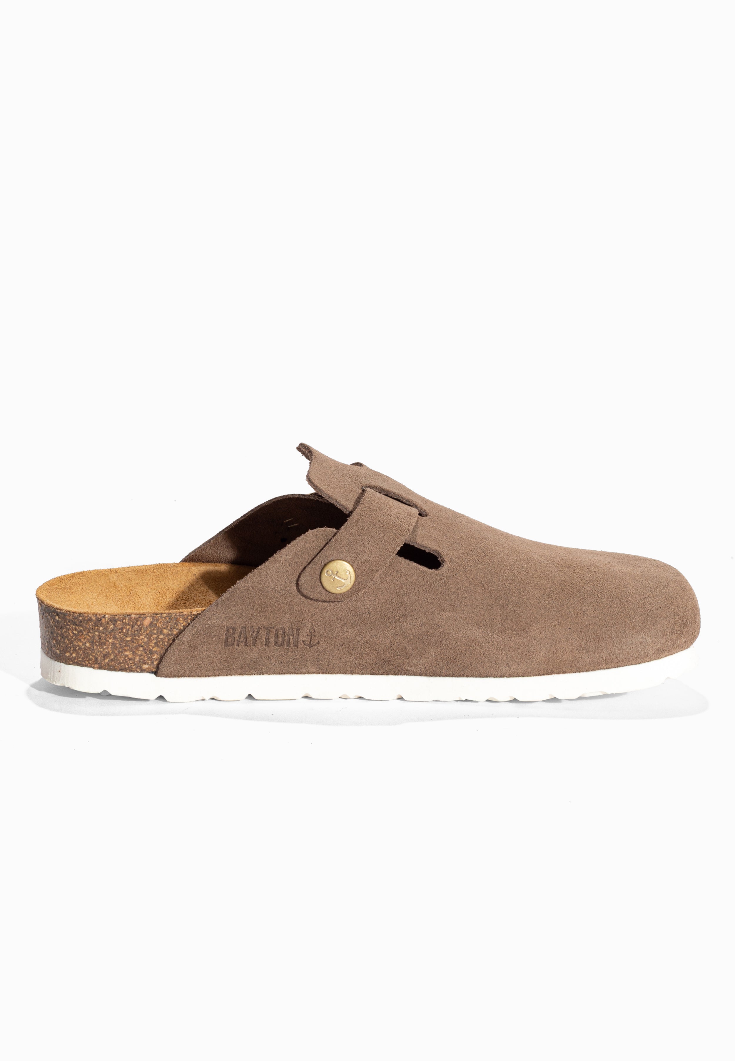 Sabots Milky Taupe en Cuir Suédé Bayton pour Femme