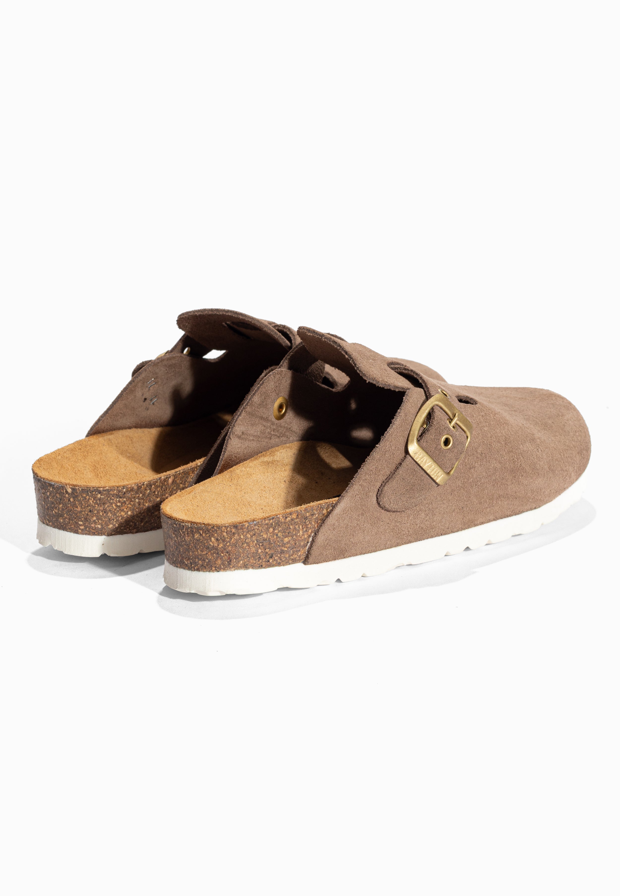 Sabots Milky Taupe en Cuir Suédé Bayton pour Femme