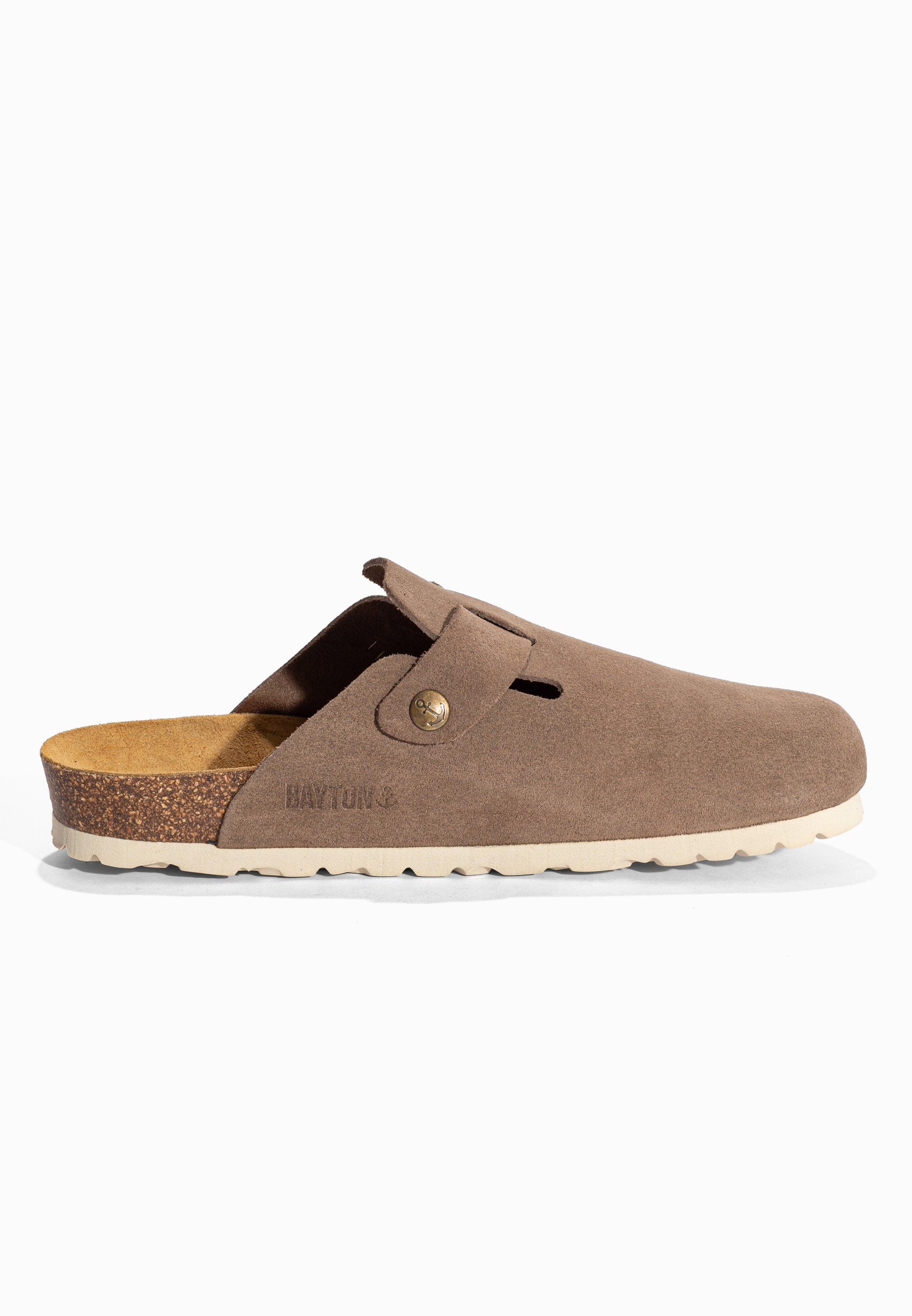 Sabots Milky Taupe en Cuir Suédé Bayton pour Homme