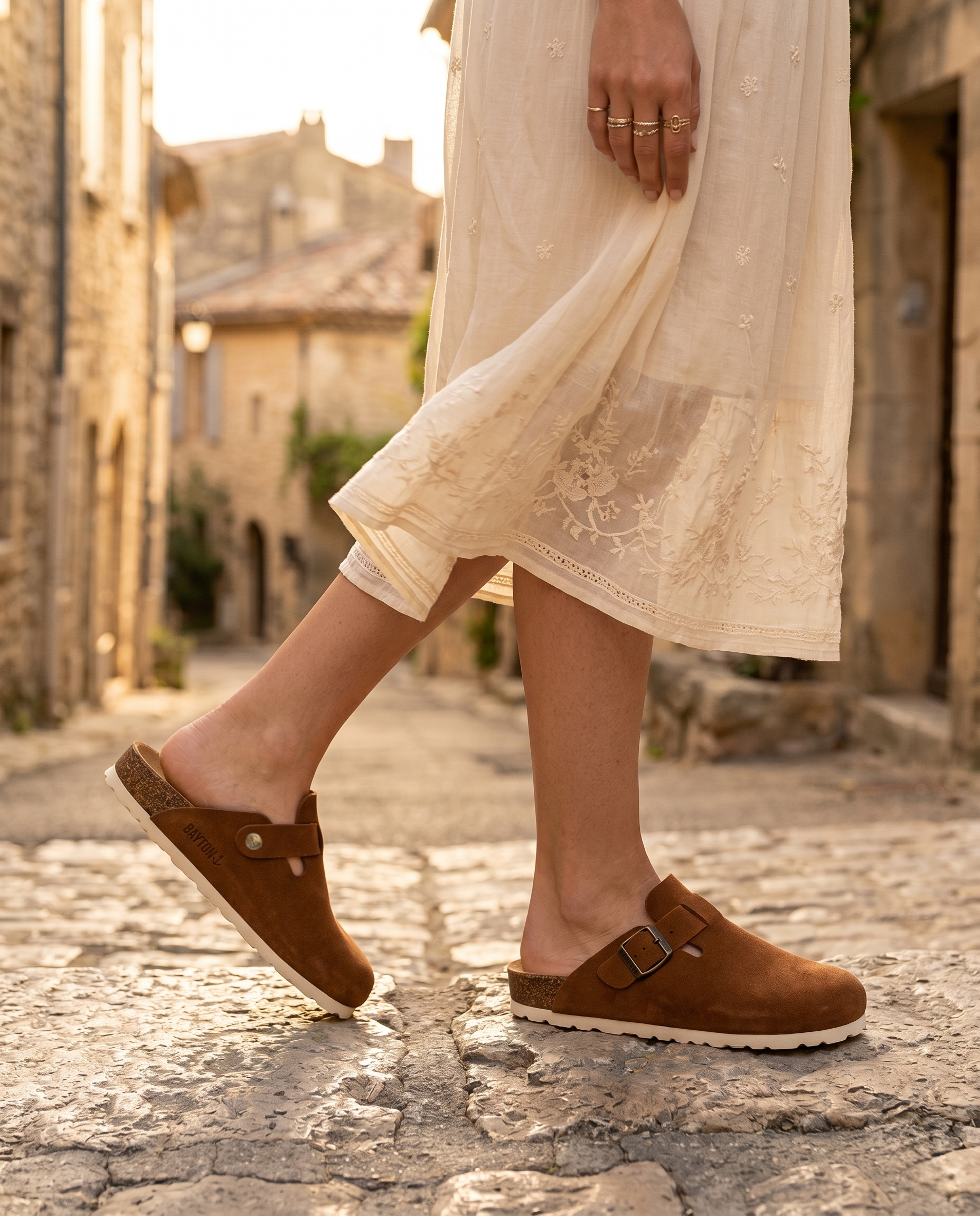 Sabots Milky Camel en Cuir Suédé