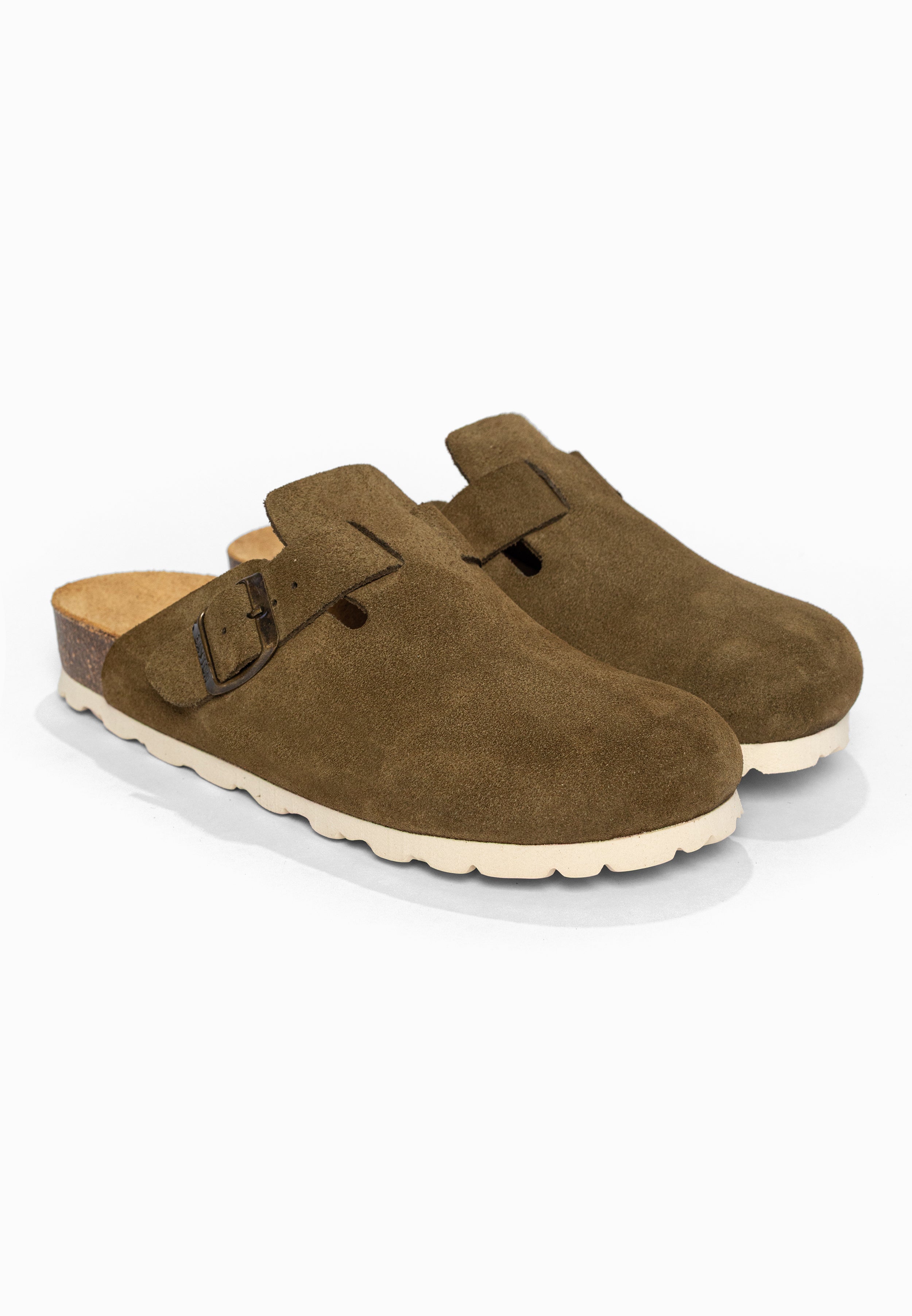 Sabots Milky Kaki en Cuir Suédé Bayton pour Homme