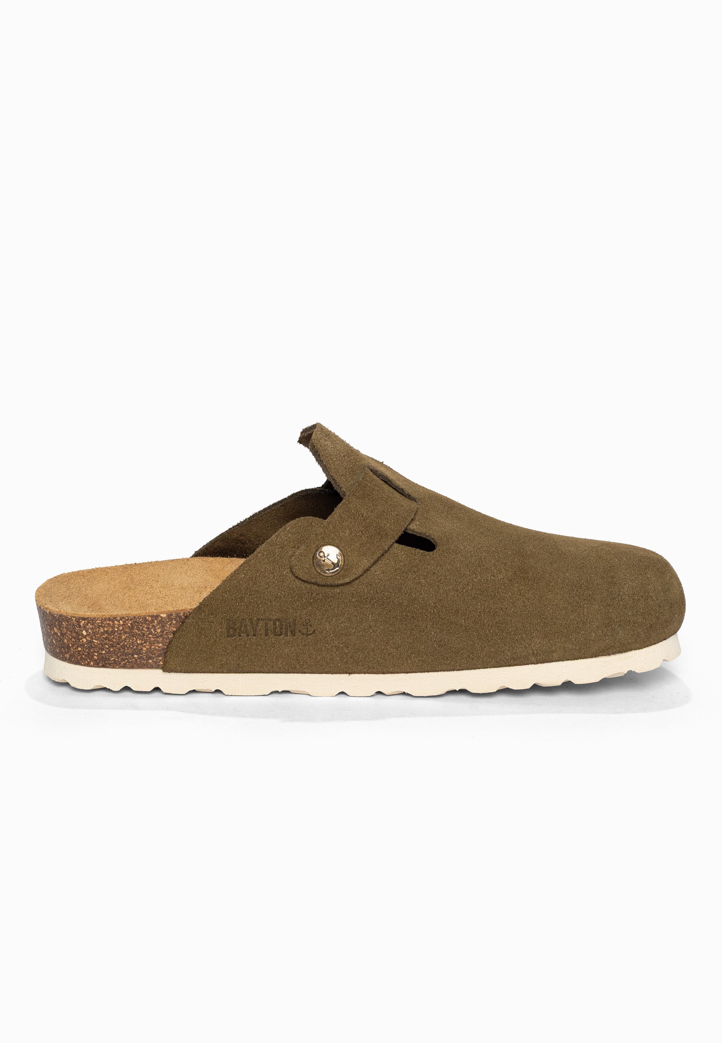Sabots Milky Kaki en Cuir Suédé Bayton pour Homme