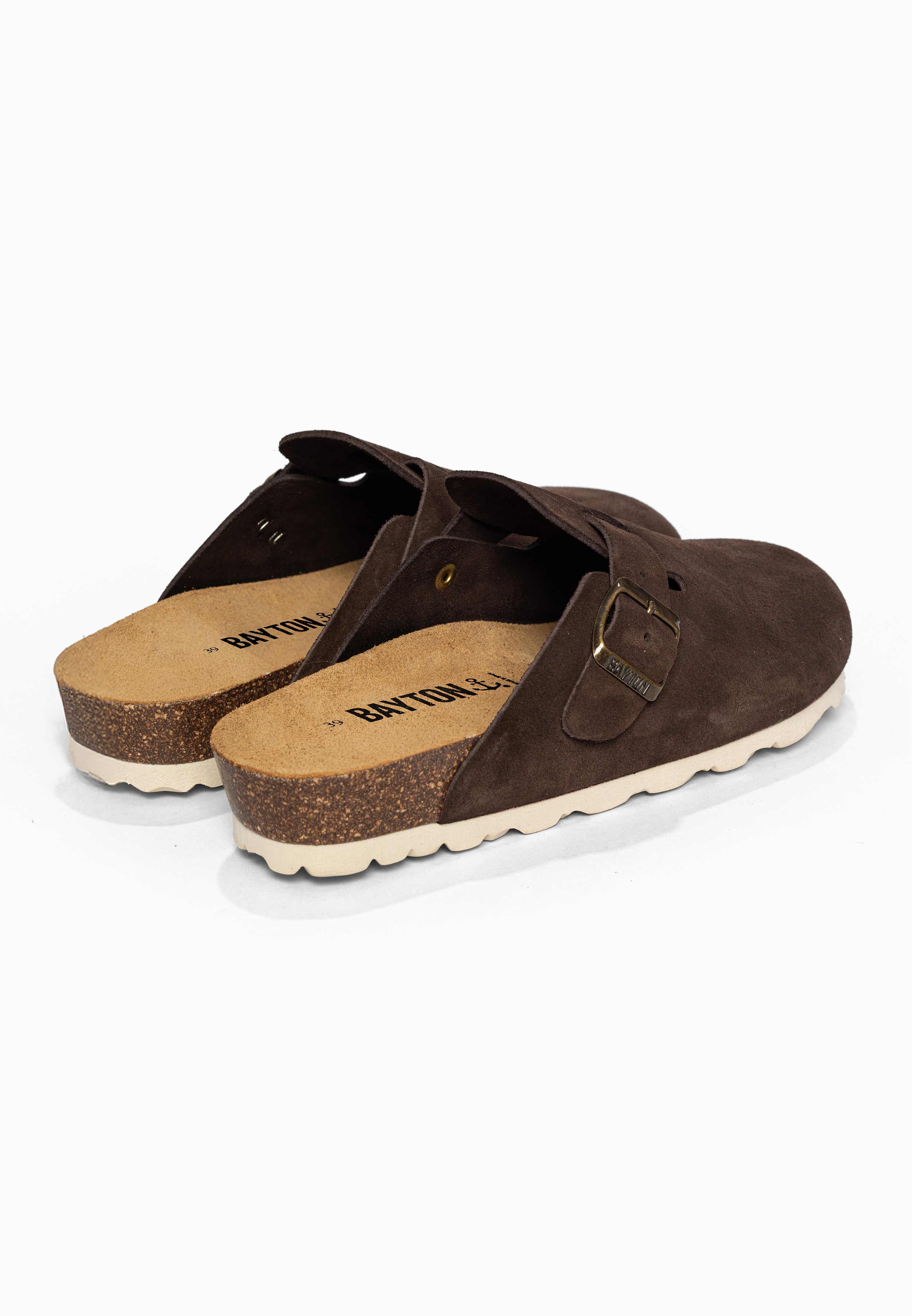 Sabots Milky Marron en Cuir Suédé Bayton pour Homme