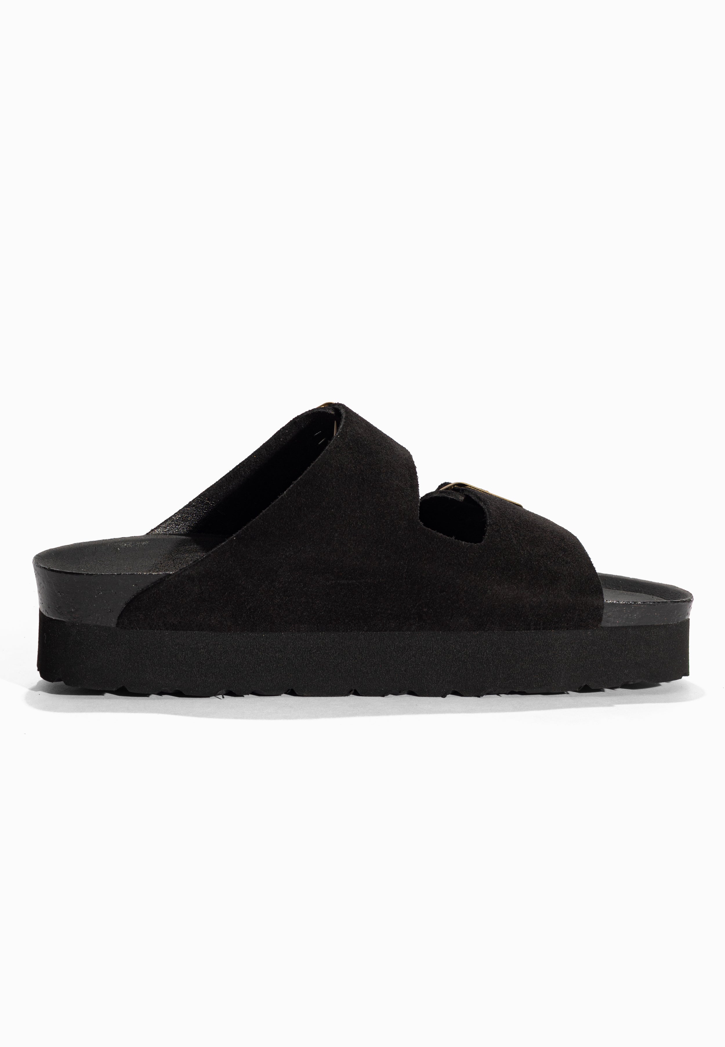 Sandales à Plateforme Japet Noir en Cuir Suédé Bayton pour Femme