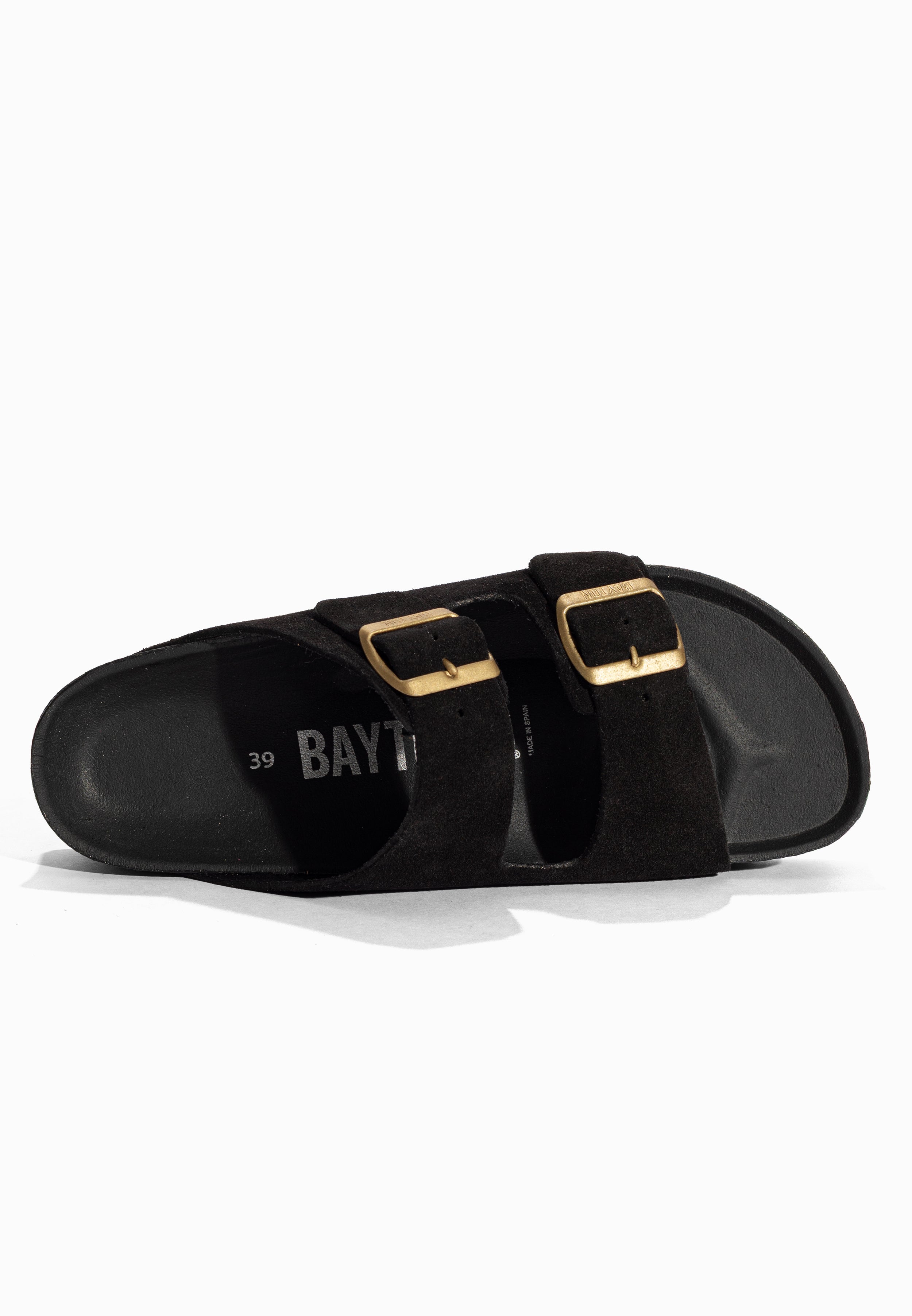 Sandales à Plateforme Japet Noir en Cuir Suédé Bayton pour Femme
