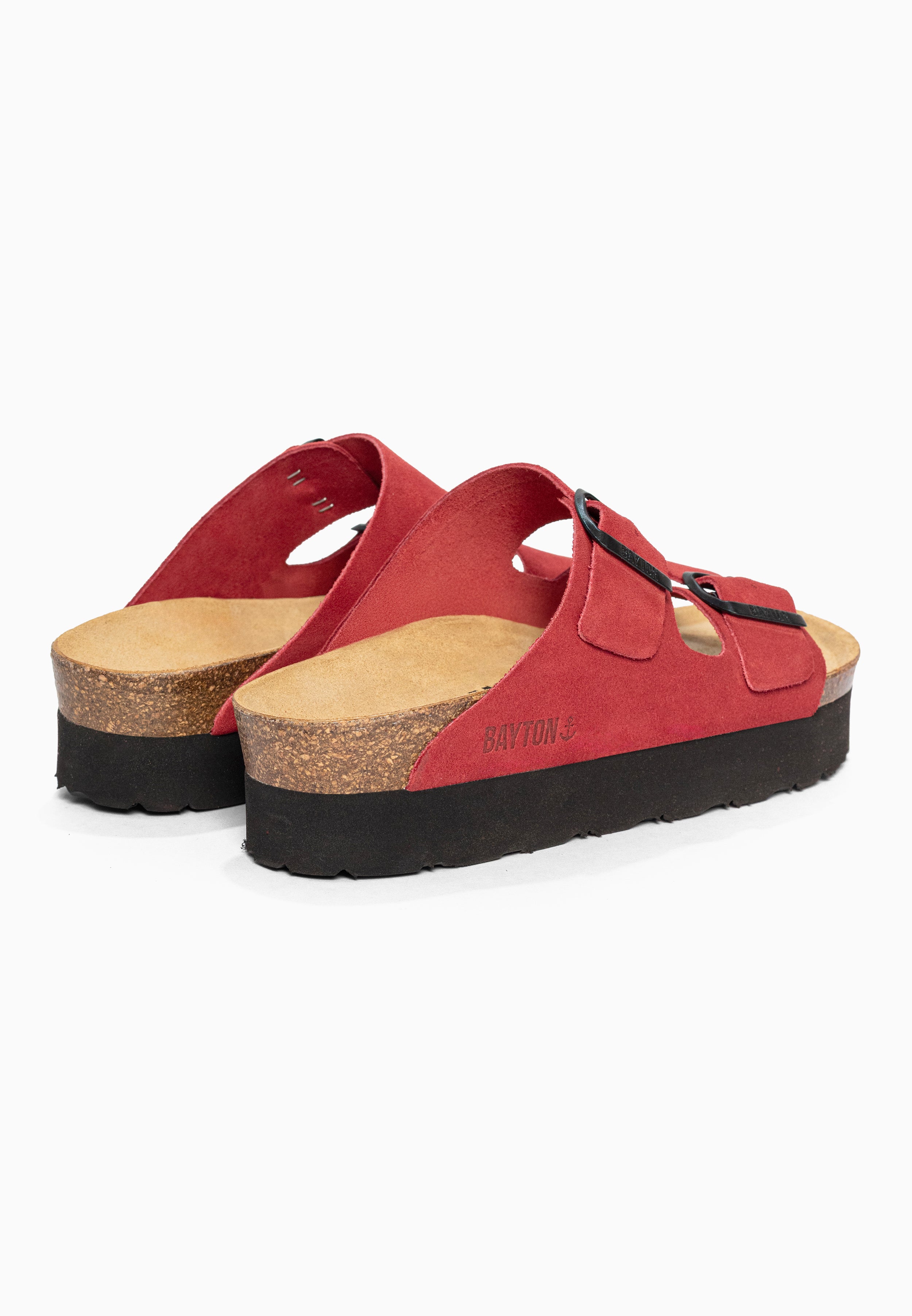 Sandales à Plateforme Japet Rouge en Cuir Suédé Bayton pour Femme