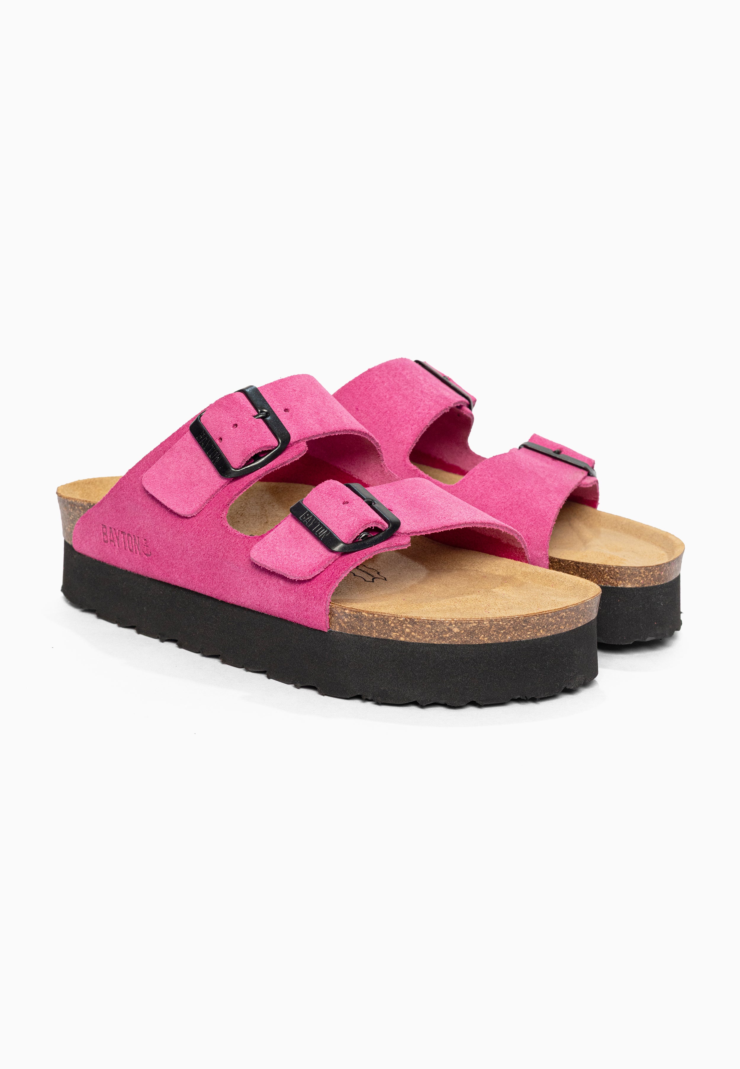 Sandales à Plateforme Japet Fuschia en Cuir Suédé Bayton pour Femme