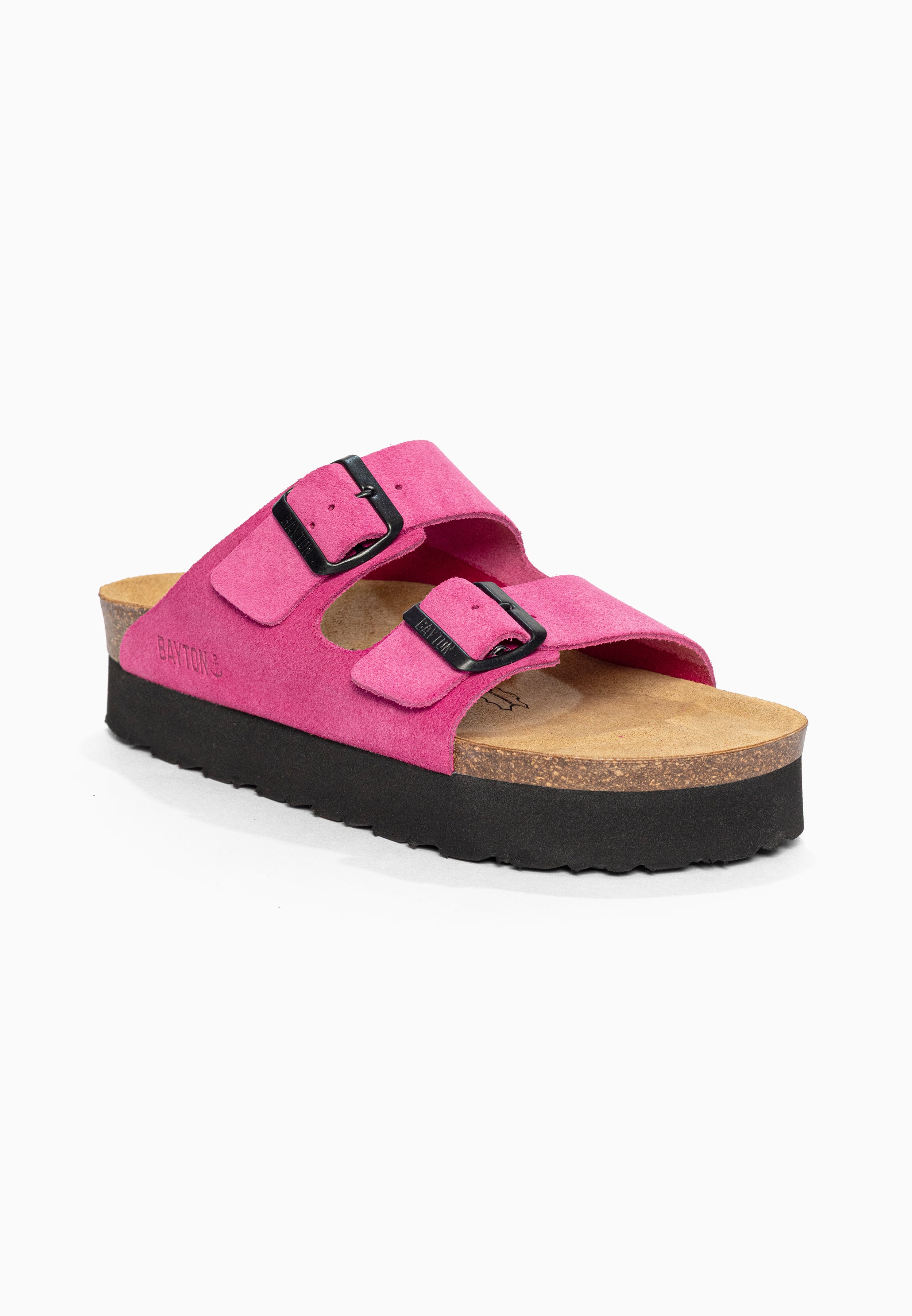 Sandales à Plateforme Japet Fuschia en Cuir Suédé Bayton pour Femme