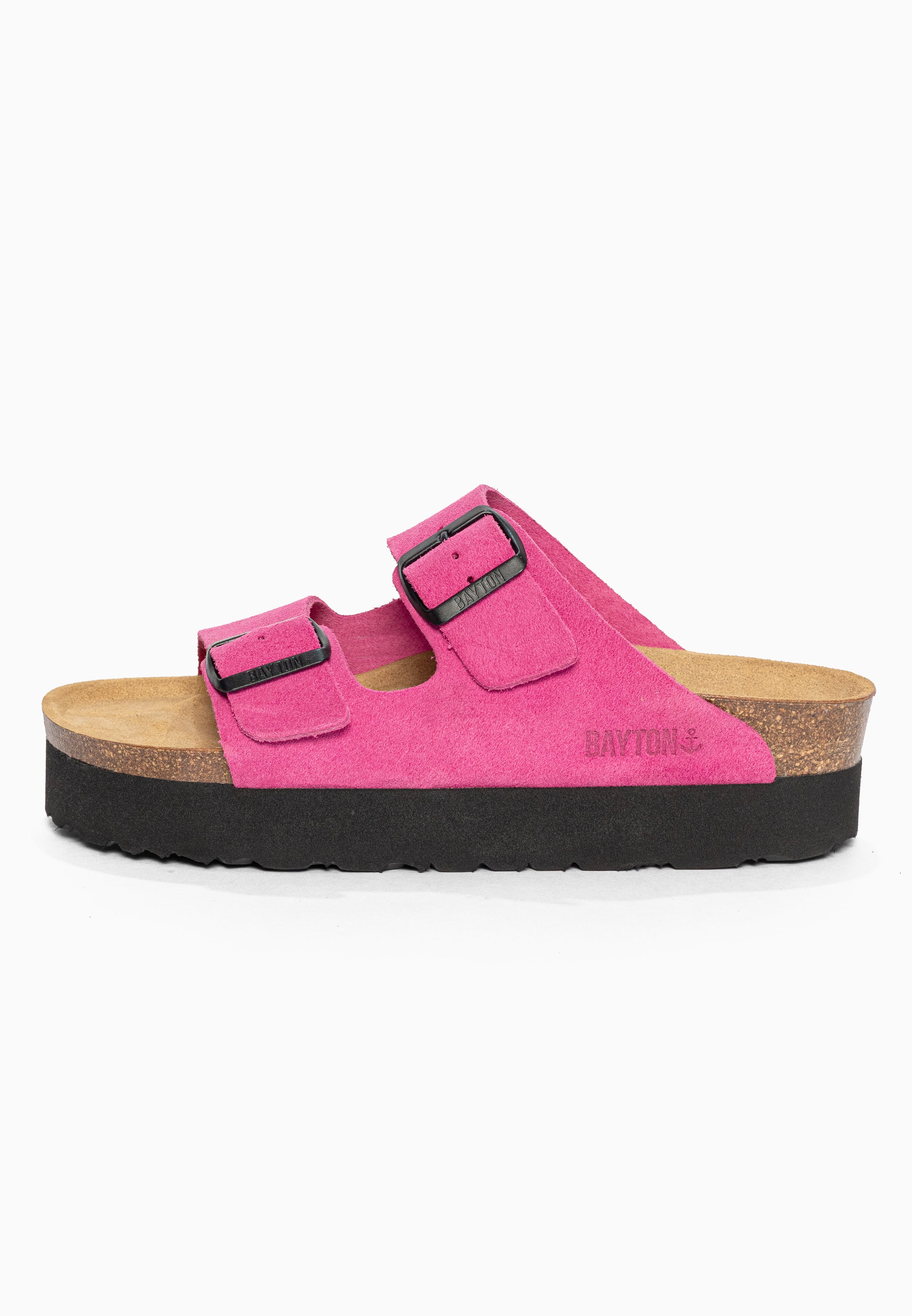 Sandales à Plateforme Japet Fuschia en Cuir Suédé Bayton pour Femme