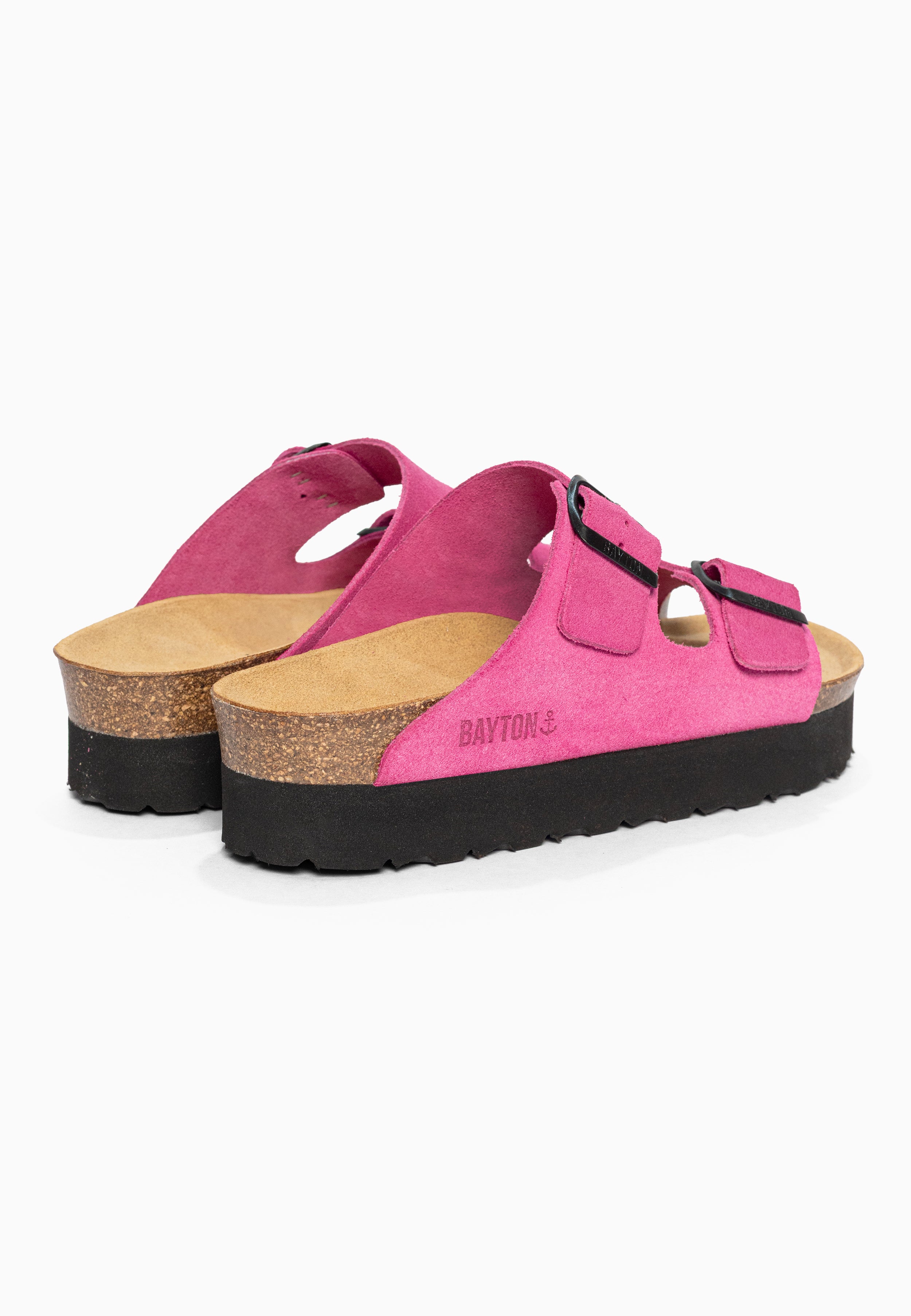Sandales à Plateforme Japet Fuschia en Cuir Suédé Bayton pour Femme
