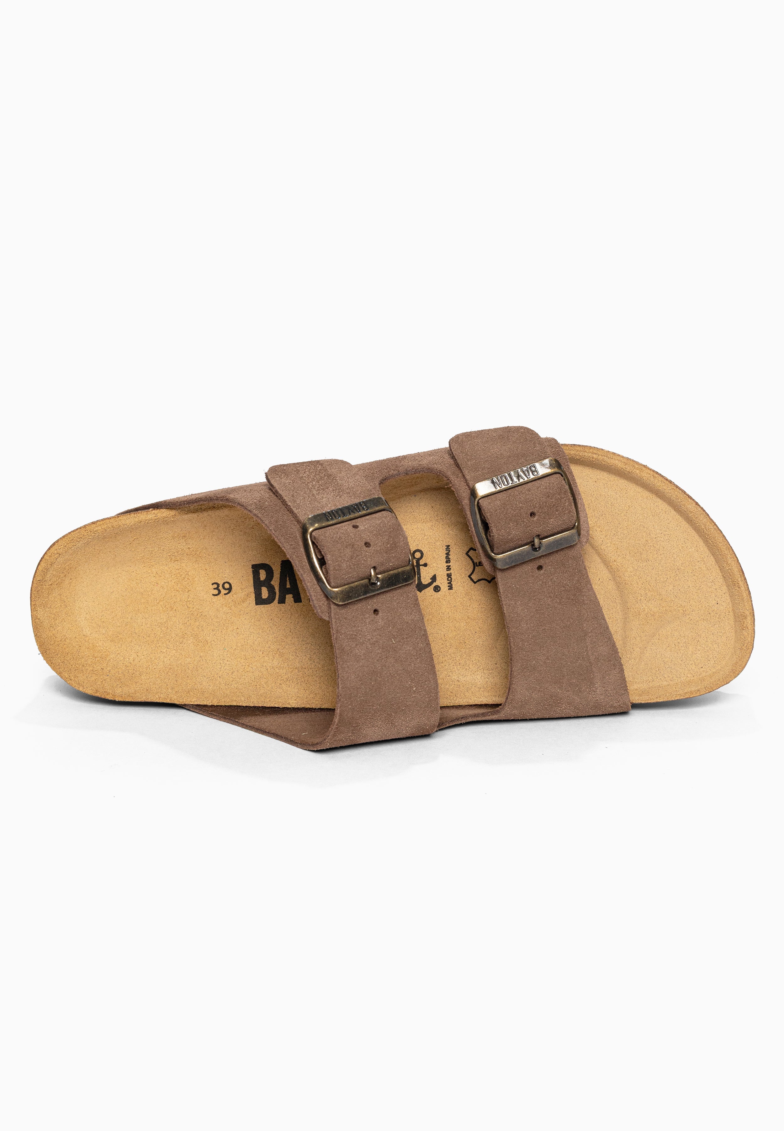 Sandales à Plateforme Japet Beige foncé en Cuir Suédé Bayton pour Femme