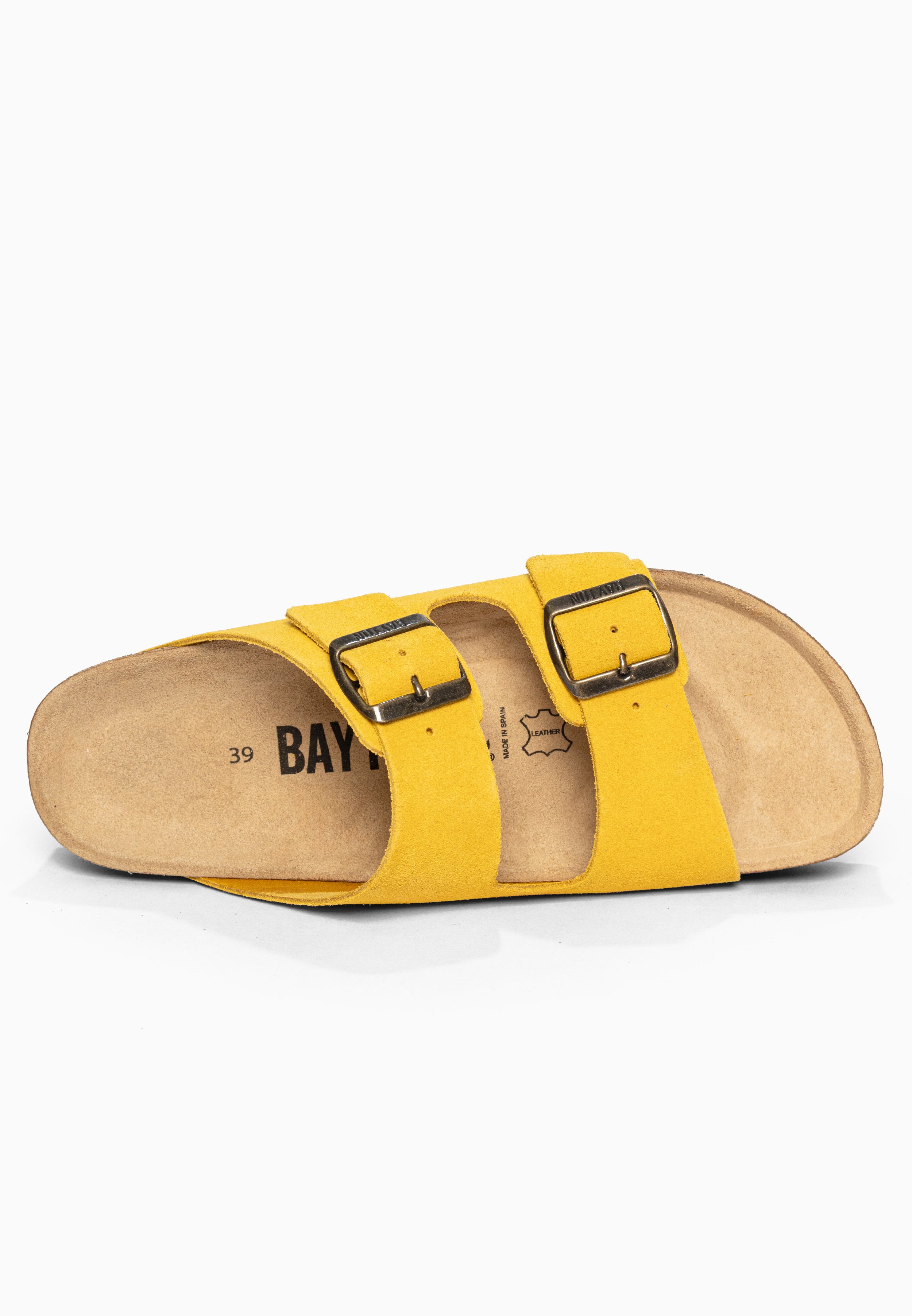 Sandales à Plateforme Japet Jaune en Cuir Suédé Bayton pour Femme