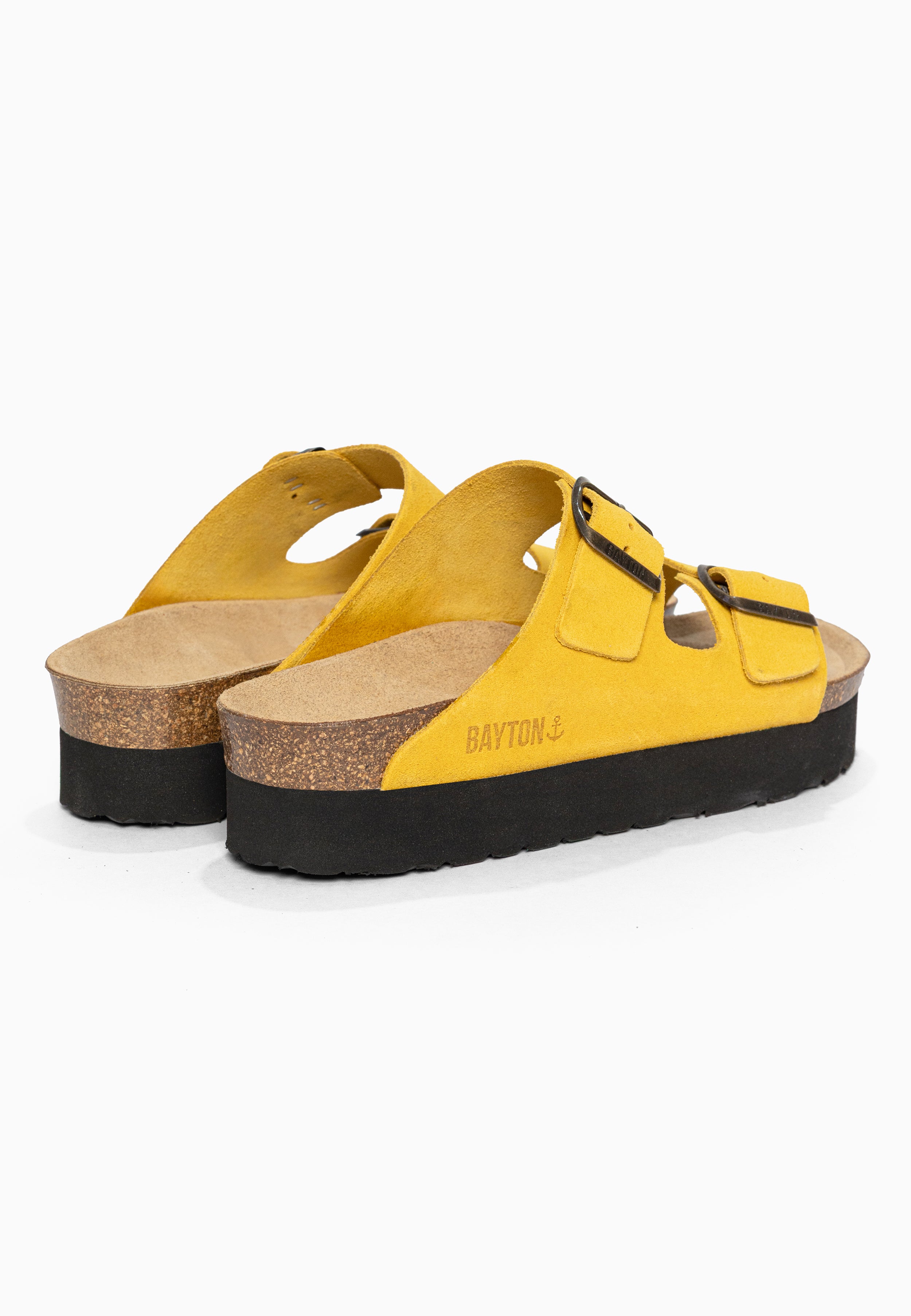 Sandales à Plateforme Japet Jaune en Cuir Suédé Bayton pour Femme