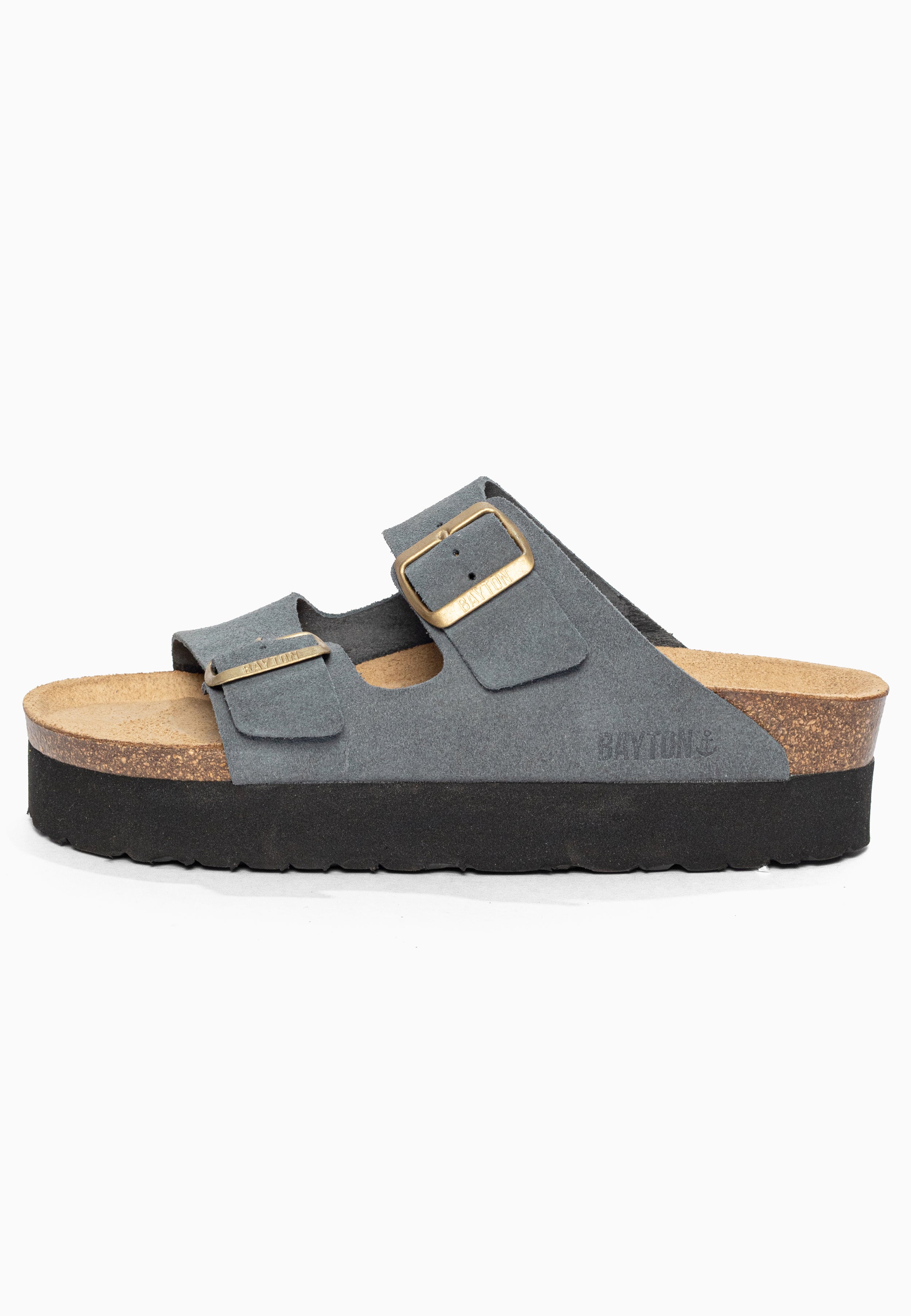 Sandales à Plateforme Japet Gris en Cuir Suédé Bayton pour Femme
