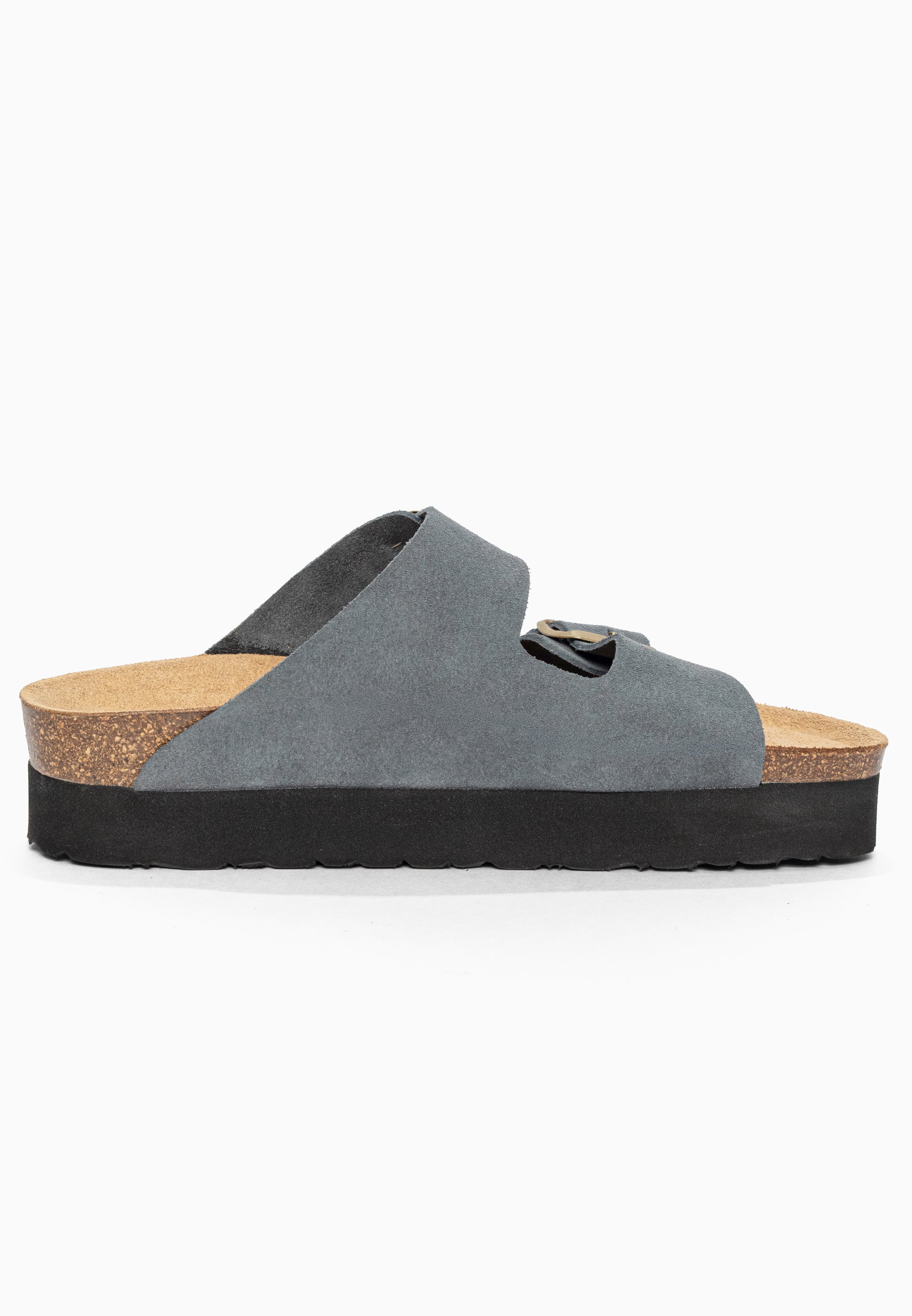 Sandales à Plateforme Japet Gris en Cuir Suédé Bayton pour Femme