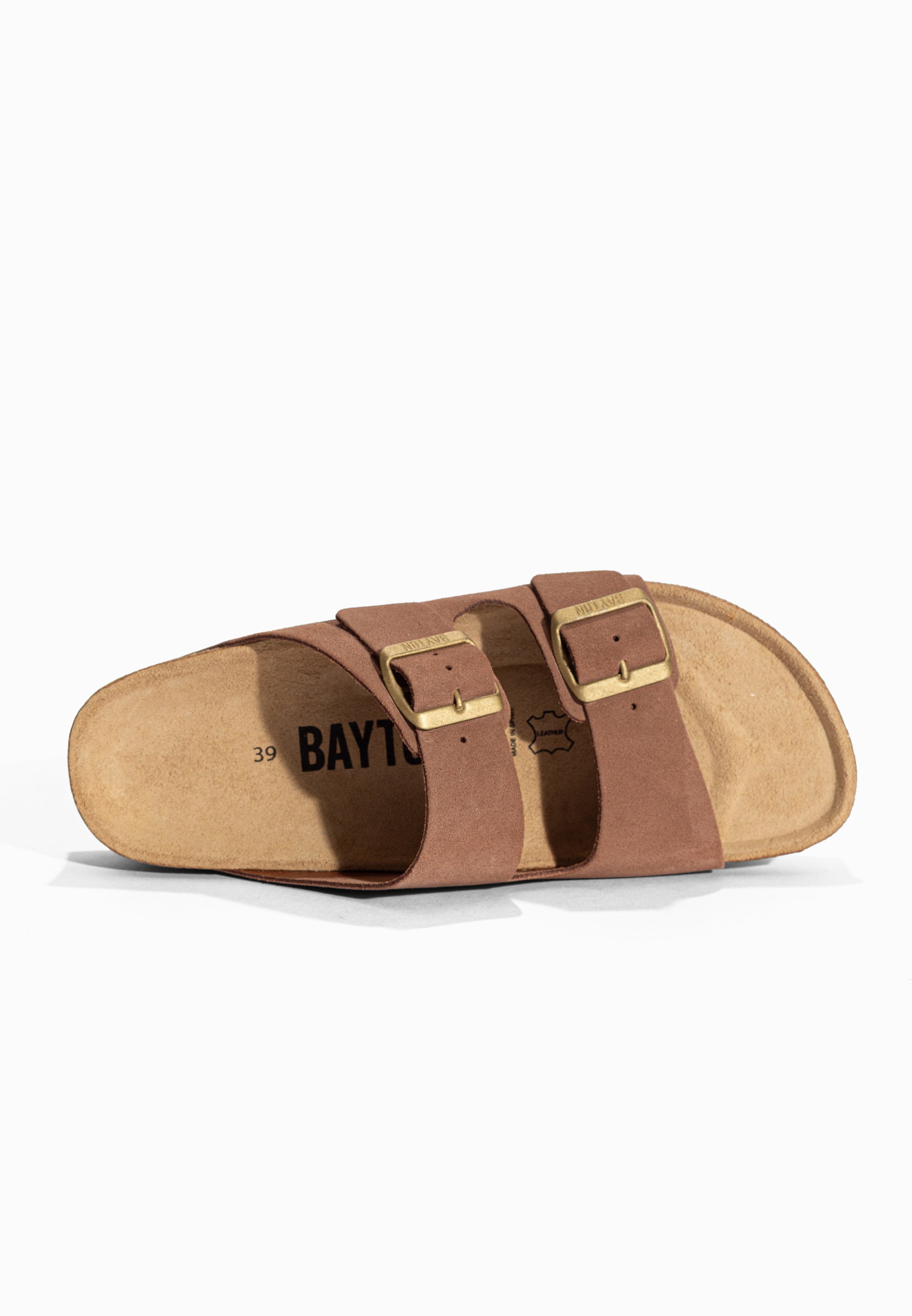 Sandales à Plateforme Japet Beige foncé en Cuir Suédé Bayton pour Femme