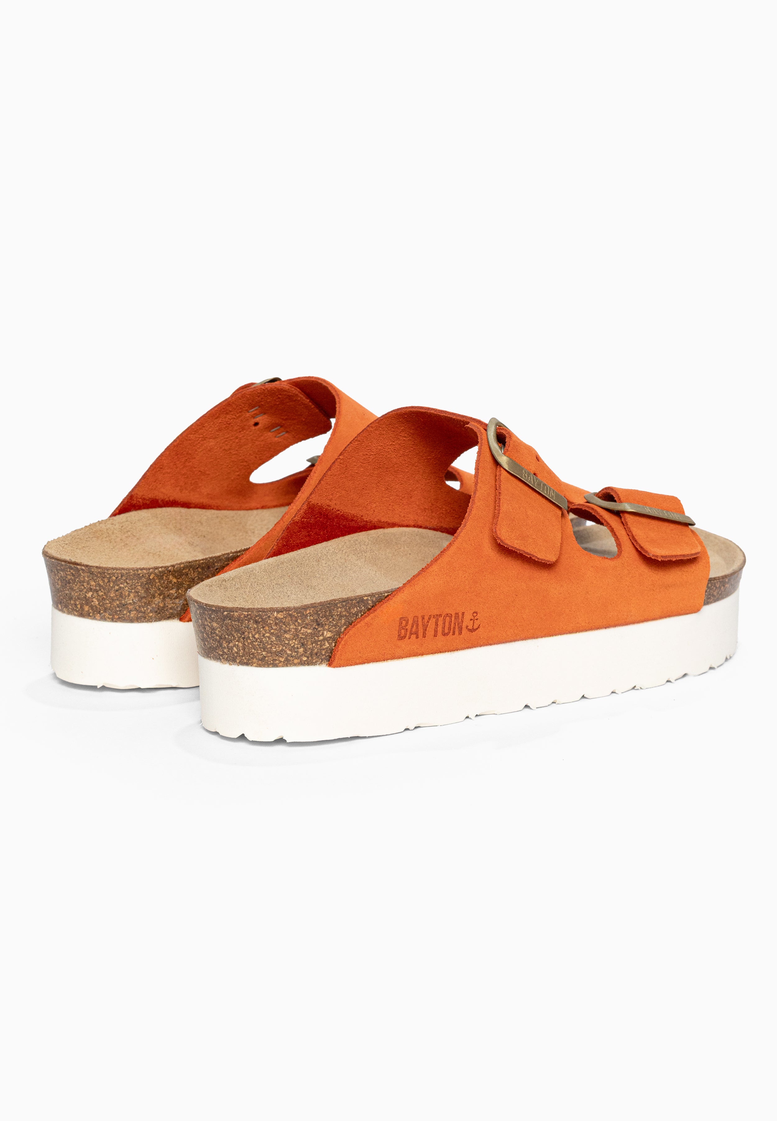 Sandales à Plateforme Japet Orange en Cuir Suédé Bayton pour Femme